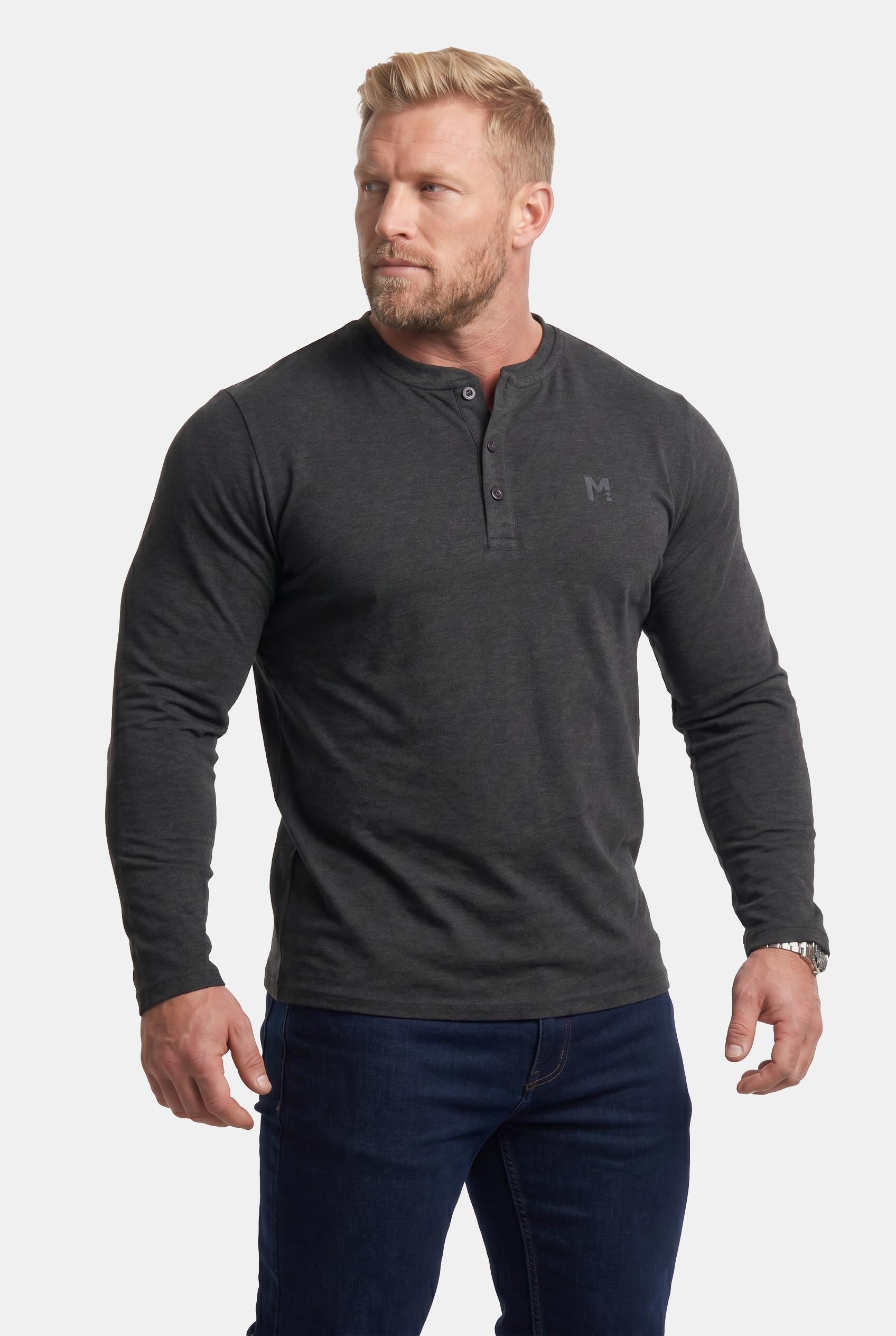 Men Plus Hommes Grandes Tailles L-8XL Henley, Manches Longues et col Rond, Collection Basic 836383