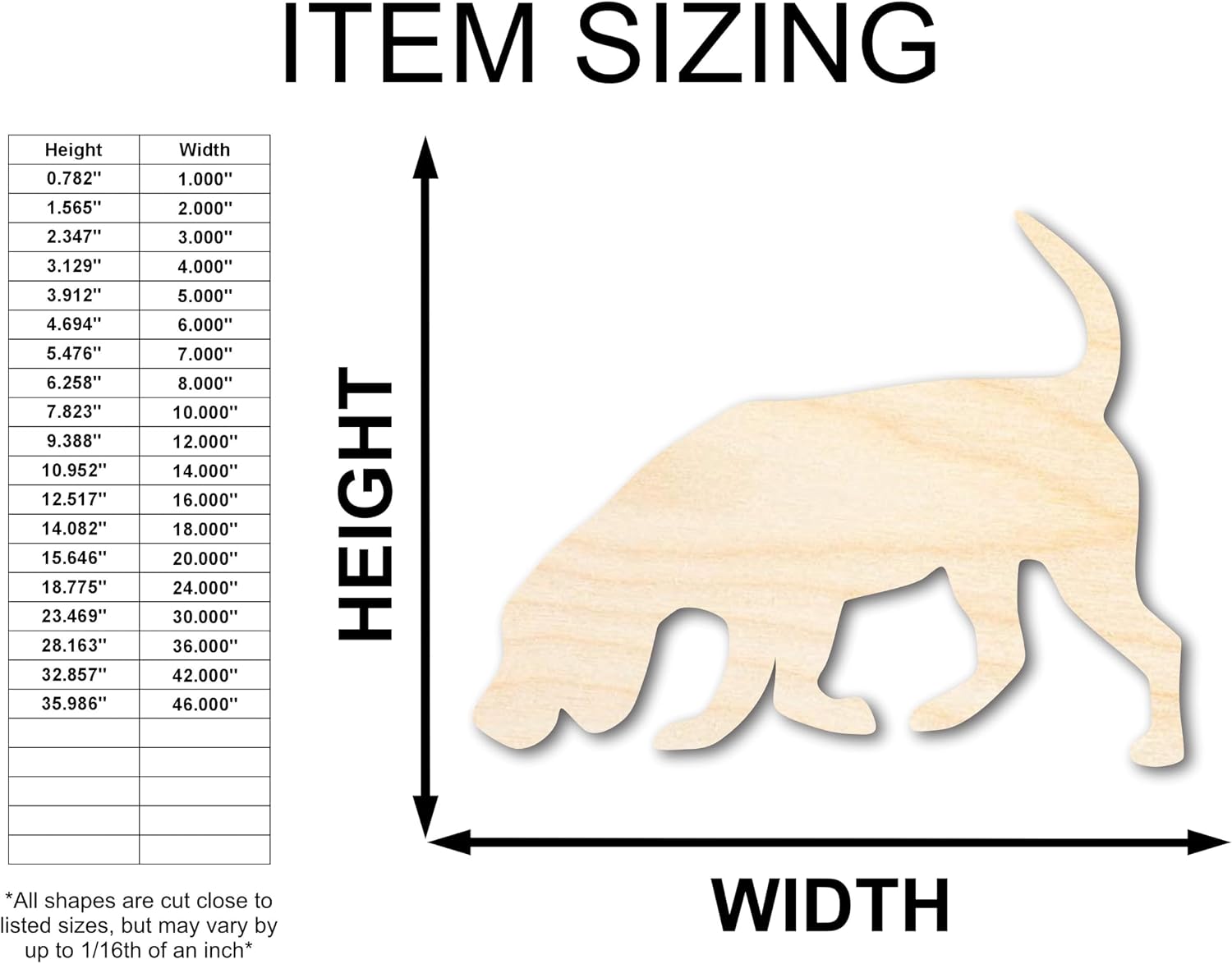 Unfinished Wood Hunting Dog Silhouette | DIY Dog Craft Cutout | up to 46" DIY 24" / 1/8"