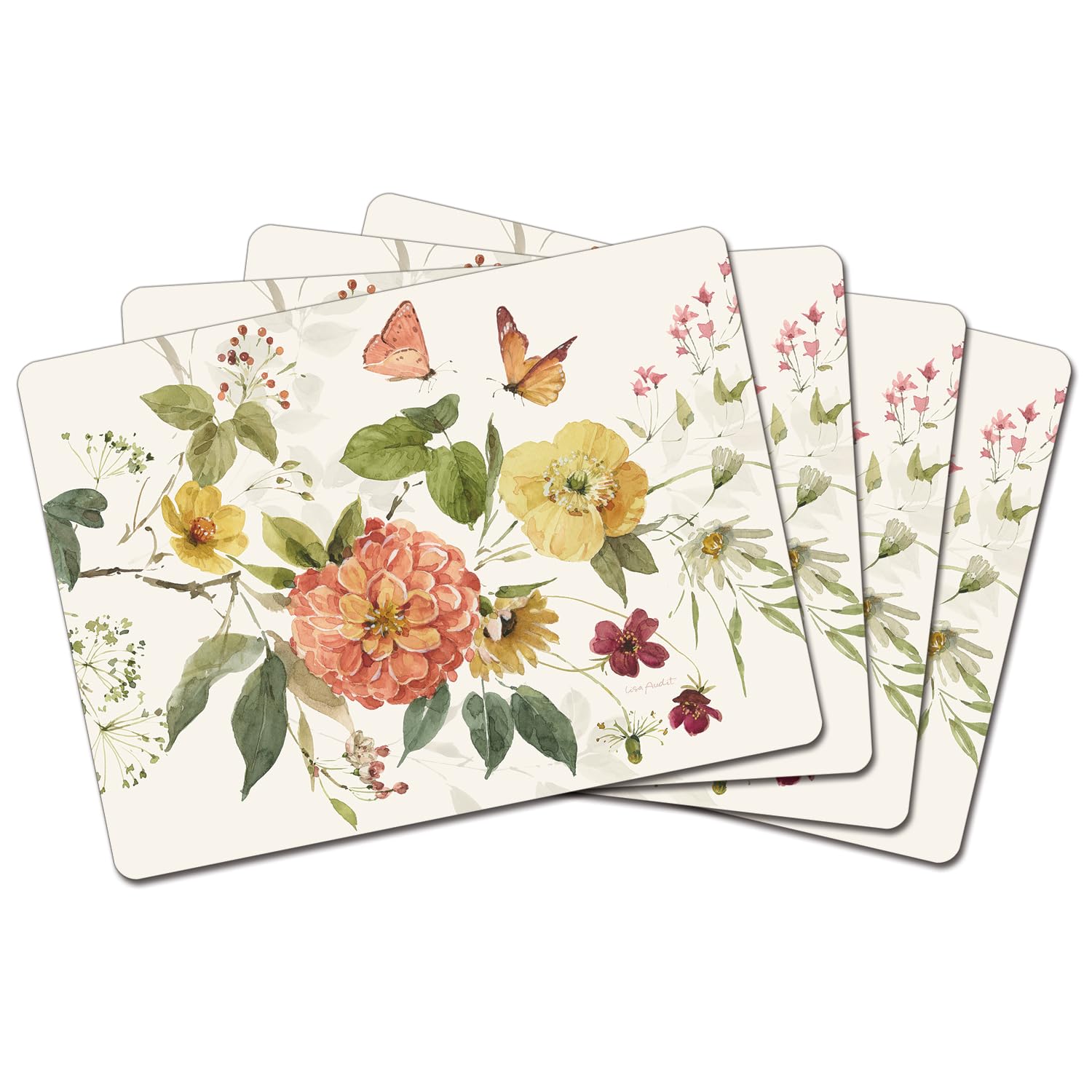 Cala Home Blessed by Nature Premium Decorative Hardboard Tabletop Placemats 4 Pack Manufactured in The USA Artistic Easily Wipes Clean