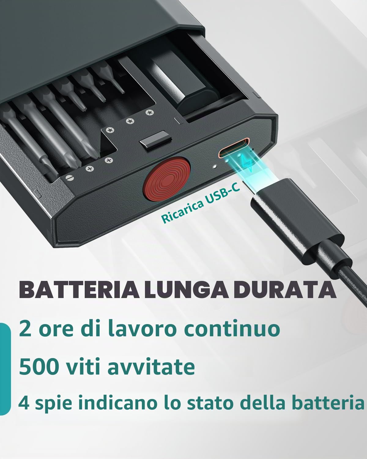 mini cacciavite elettrico, set di cacciaviti di precisione con punte magnetiche 48 in 1, luce LED, contenitore magnetico, adatto per la riparazione di PC, telefono, orologio, laptop