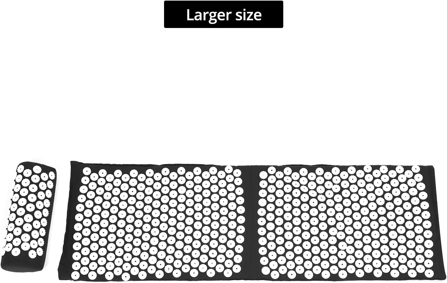 QWORK Acupressure Mat and Pillow Set – Extra Long 47"x16.5" – Muscle Relaxation, Stress Relief Gift – Black