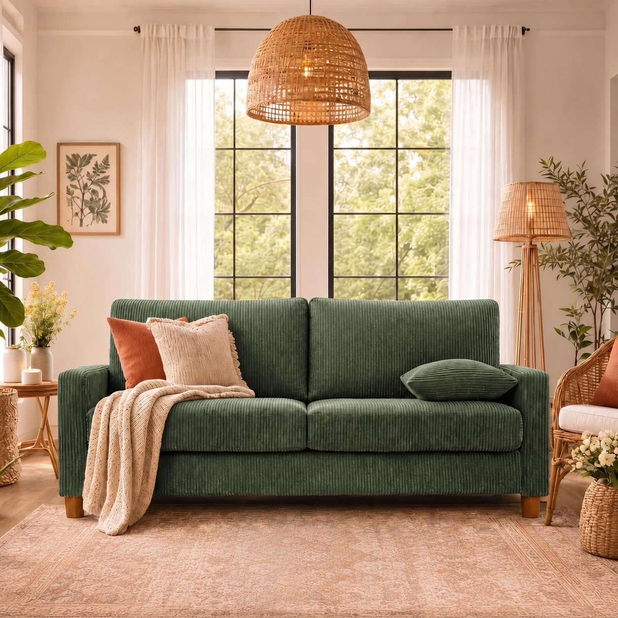 Kidirect 70in Corduroy Couch, Small Loveseat Sofa, Oliver Corduroy Couch