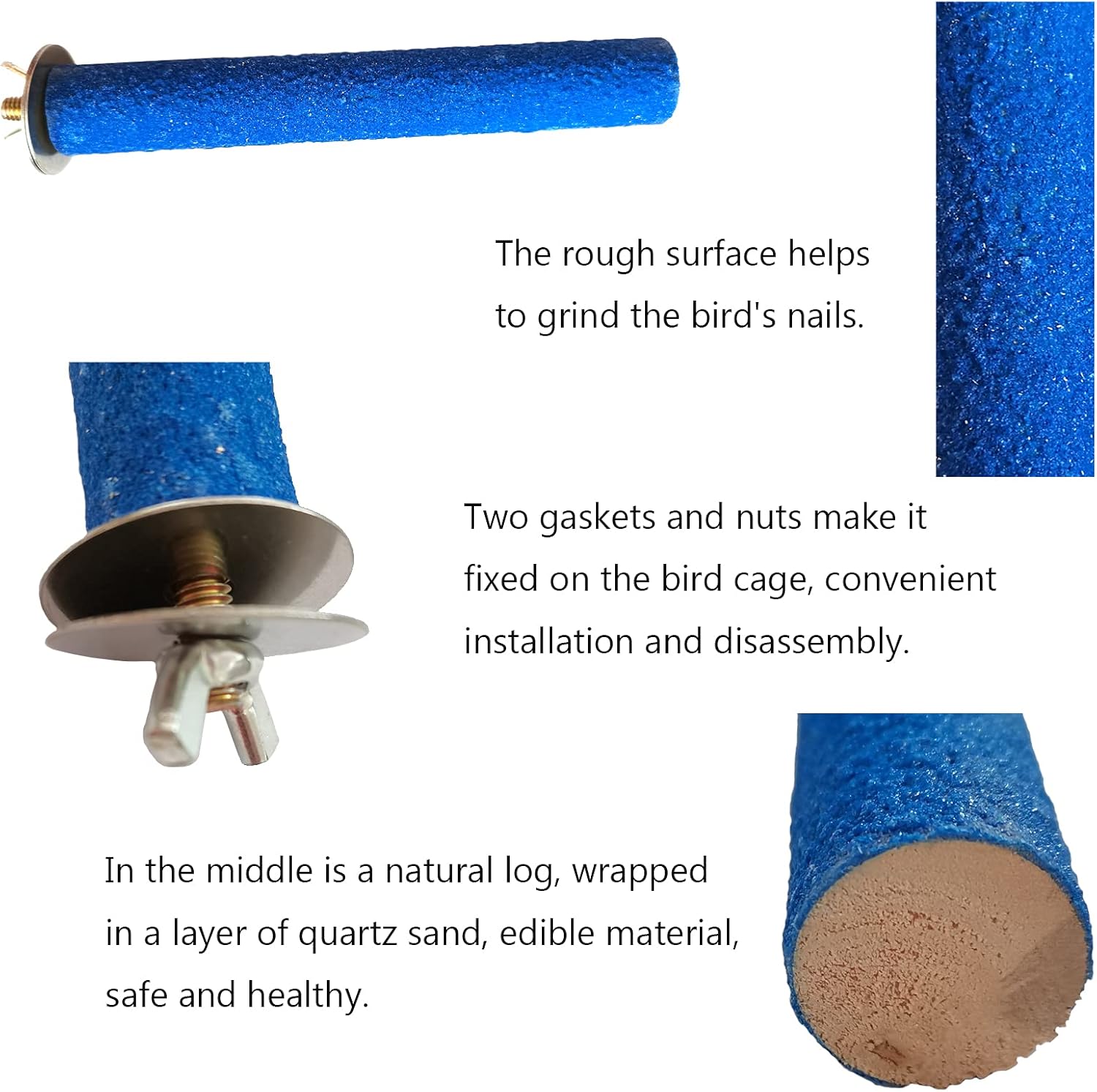 Hamiledyi Parrot Cage Perches Stand Pole,Bird Stand Sand Perch Toy Parakeet Paw Grinding Stick and Beak Colorful Cage Accessories for Conures Cockatiels Lovebirds Budgies Rest