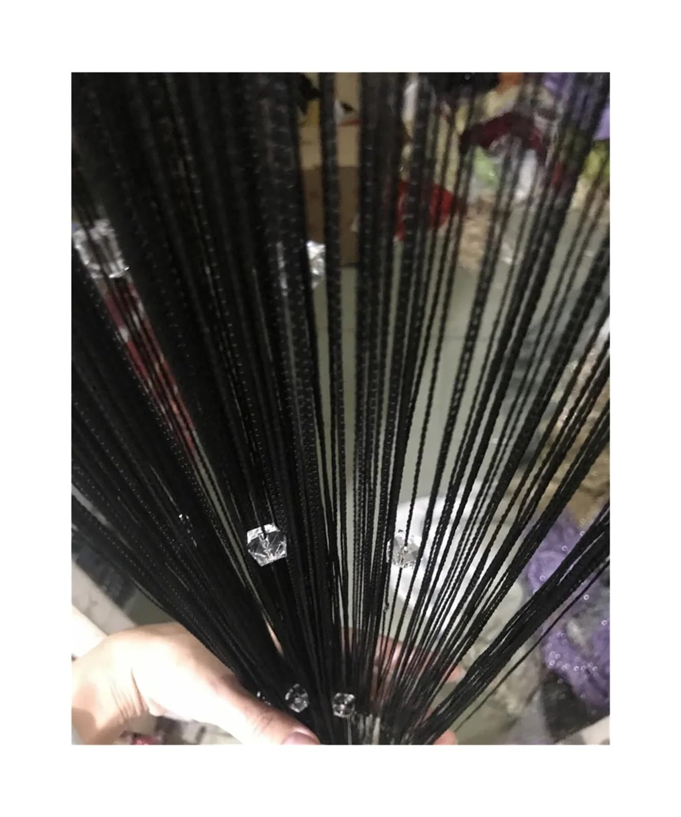 DFGBAPKBL beaded door curtain 300x260cm Beaded Curtain String Beads Door Curtains Thread Window Wall Panel Room Divider Doorway Home Living Wedding Decor(Black)