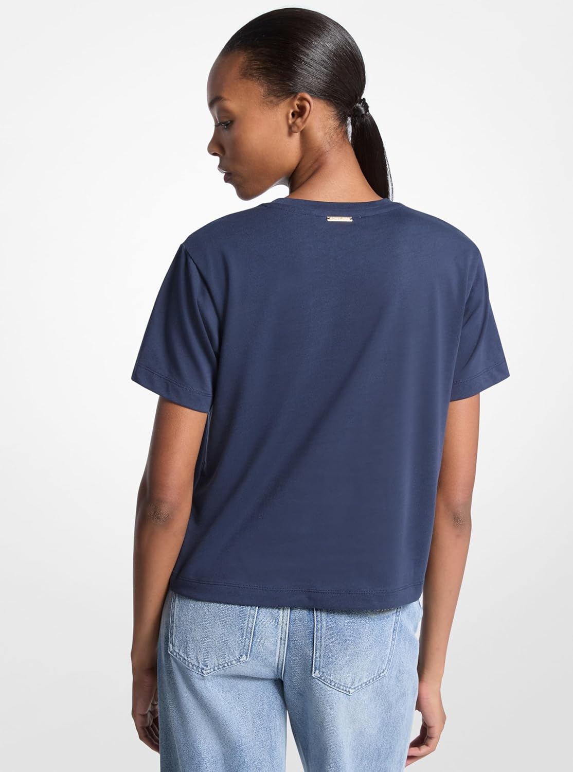 Michael Kors Women's Studded Mk Charm Cropped T-Shirt