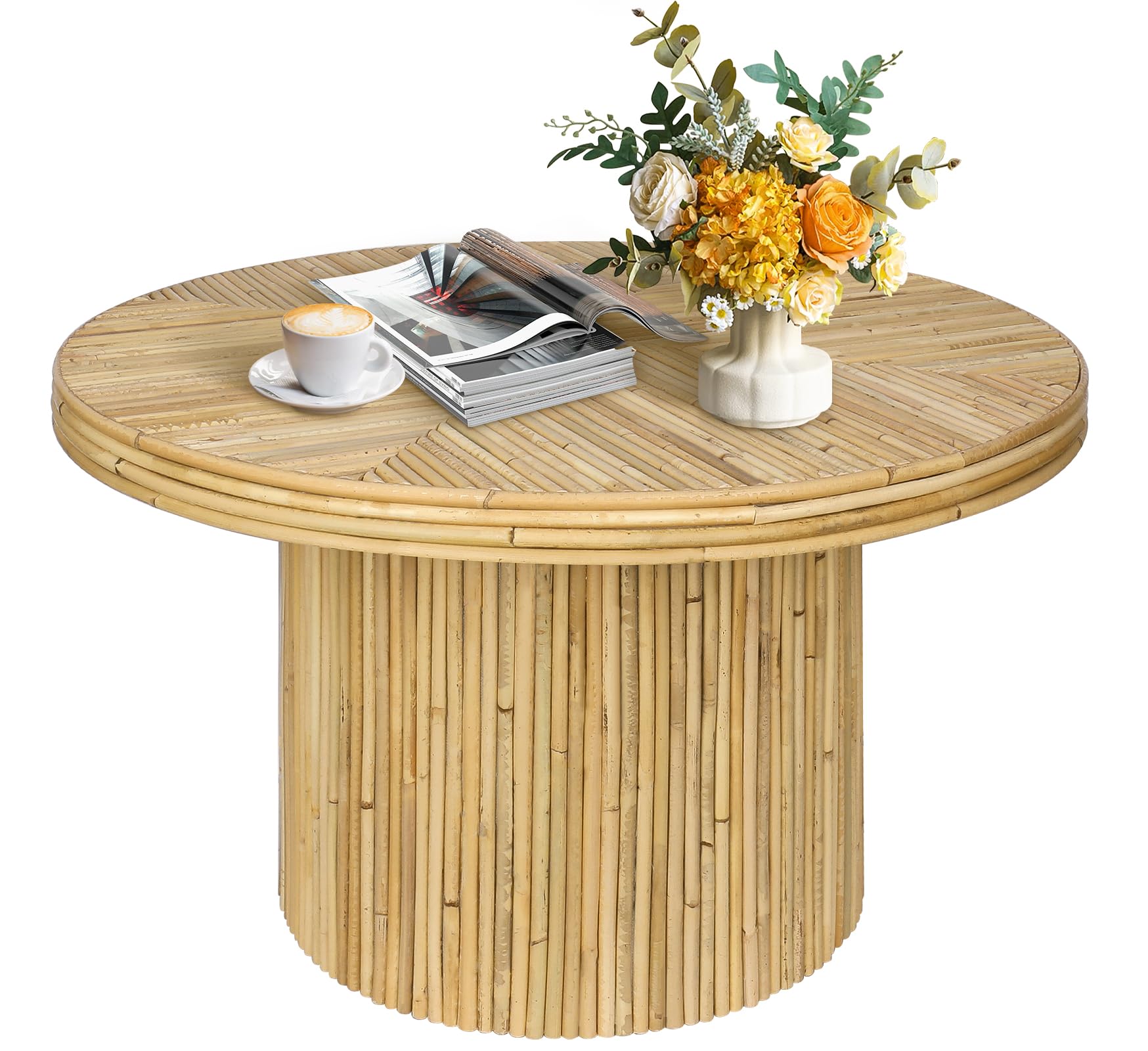 Round Coffee Table, Small Rattan Coffee Table, Mid Century Modern Coffee Table, Boho Circle Coffee Table, Tea Table, Unique Coffee Table, Rustic Center Table for Living Room Furniture