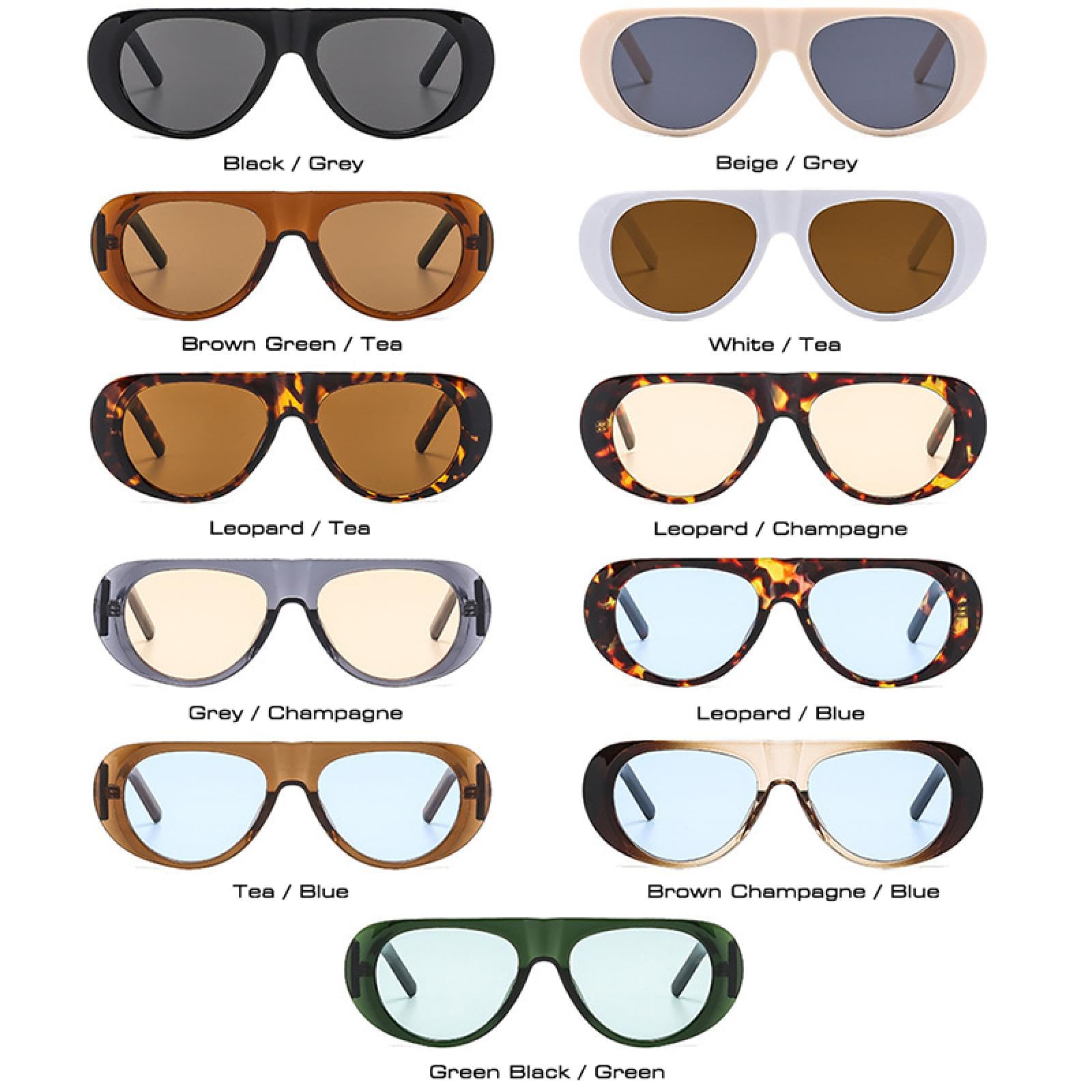 Gafas de sol ovaladas para mujeres y hombres, marcos de plástico coloridos, protección UV400 de gran tamaño, gafas para exteriores