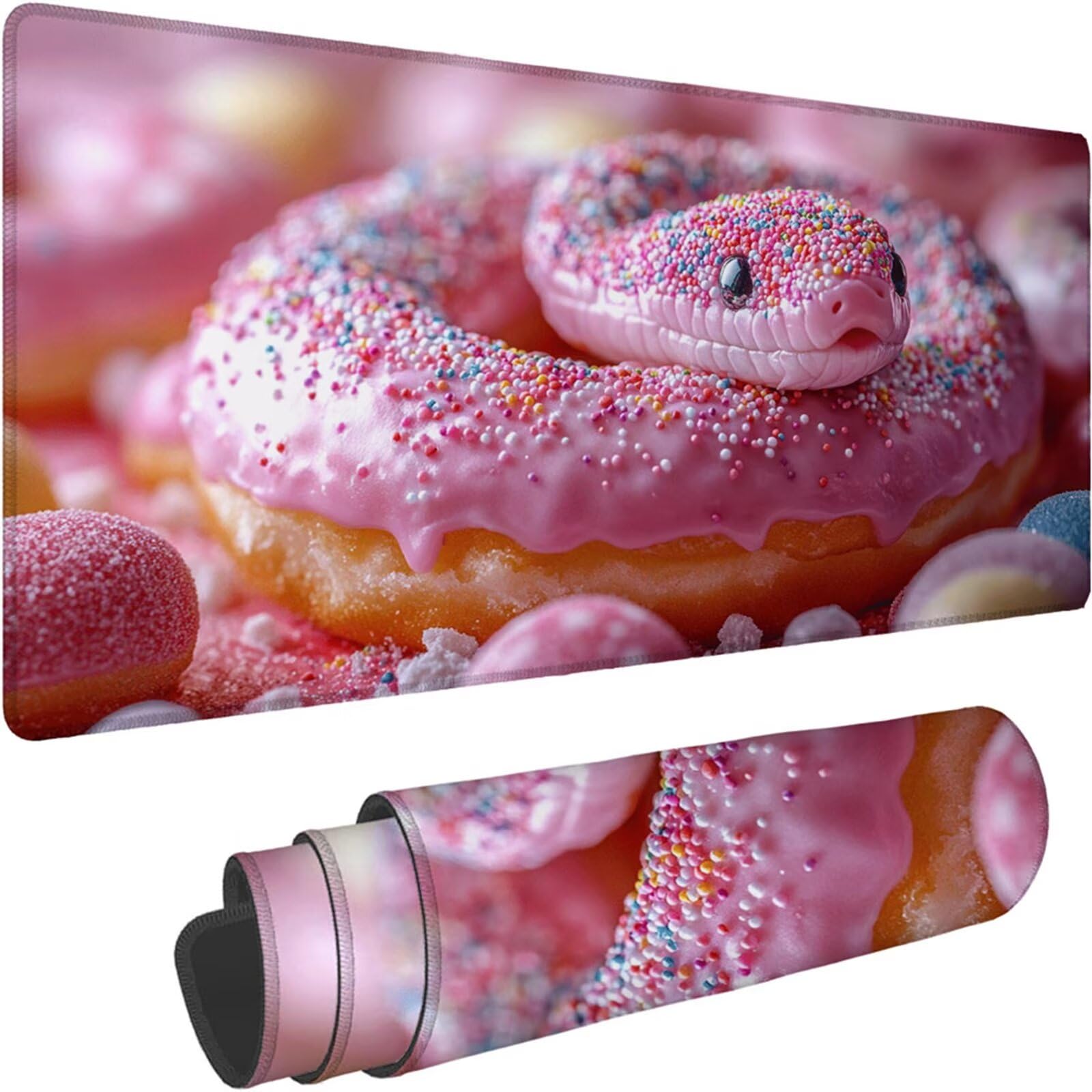 Gamingowa podkładka pod mysz 1200 x 600 x 3 mm, XXL, wodoszczelna, odporna na ścieranie, z przyszytymi krawędziami, różowa, podkładka na biurko, poprawia prędkość i precyzję pod laptopa, komputer