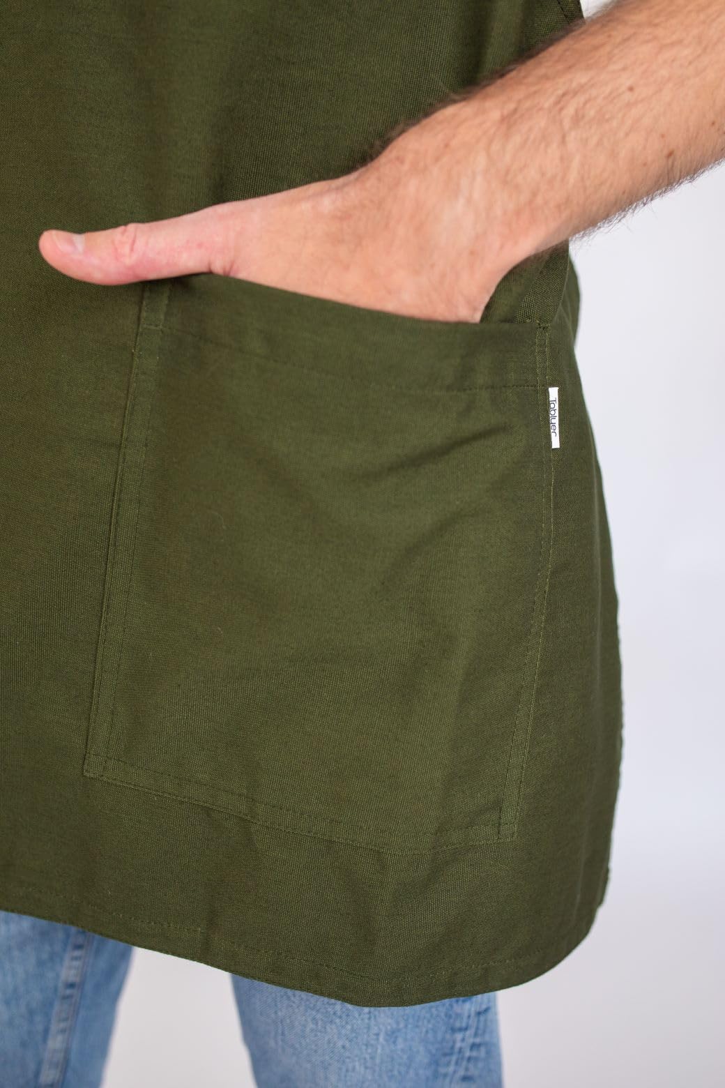 TABLYER Delantal Odaiba, Talla única, verde oliva - Delantal de cocina unisex para cocineros y cocineras aficionados y profesionales