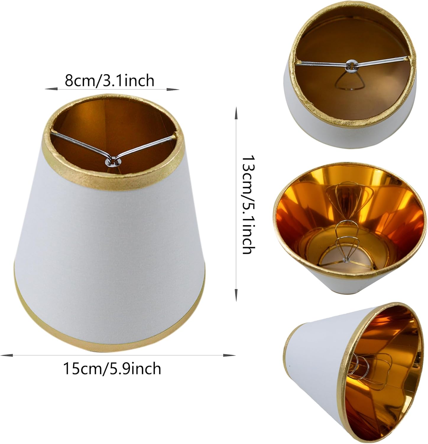 Small Lamp Shade Chandelier Shades Set of 6，Fabric Lampshade for Wall Lamp，Chandelier Shades，Small Table Lamps，For Cutting Edge Bulbs, Clip-on Fitter Lampshade，3" X 6" X 5"