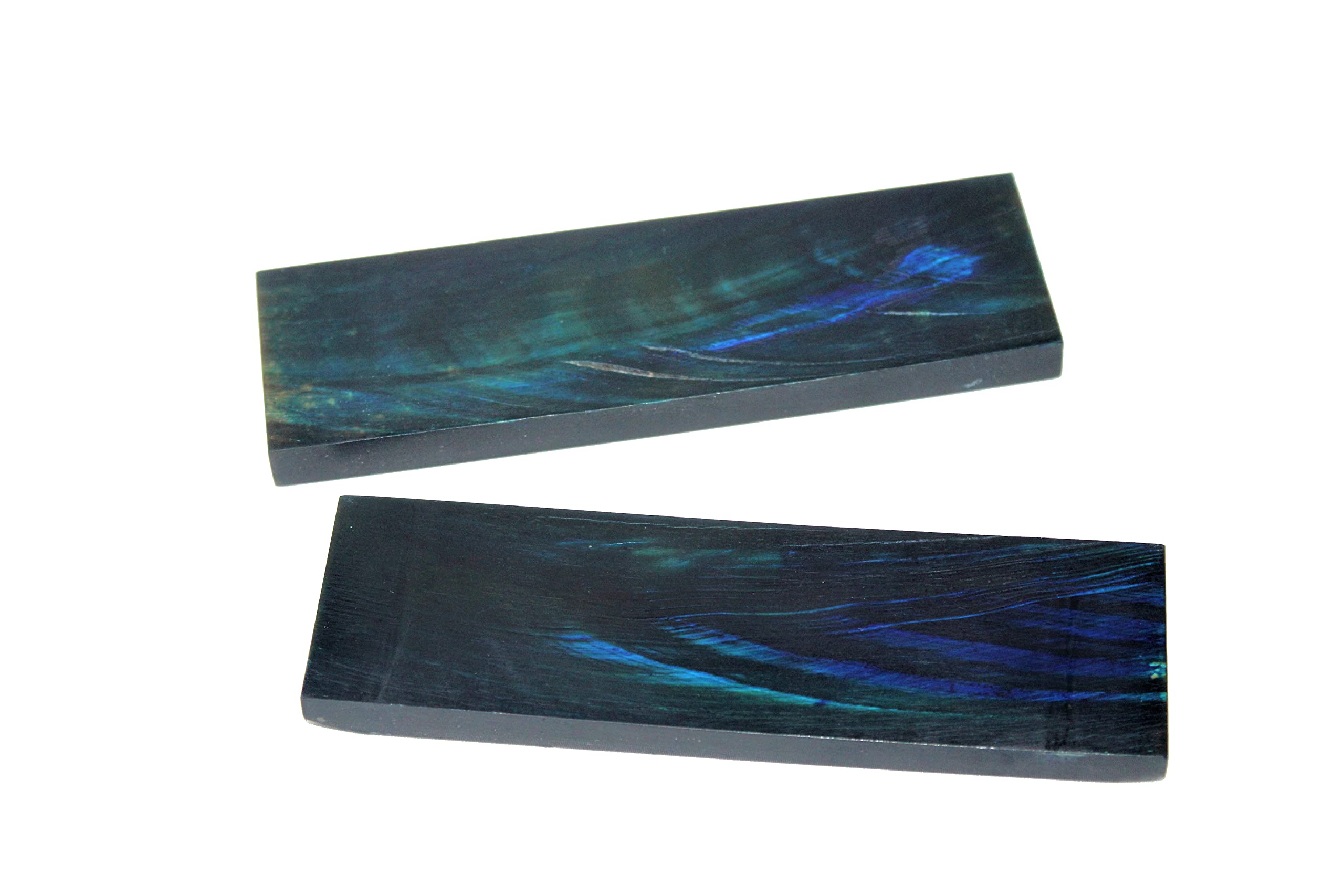 Buddha4all Honey Water Buffalo Horn Scales Streaked Buffalo Horn Scales Fixed Blade Hunting Knife Pair Handles Material for Knifes (BLUE)