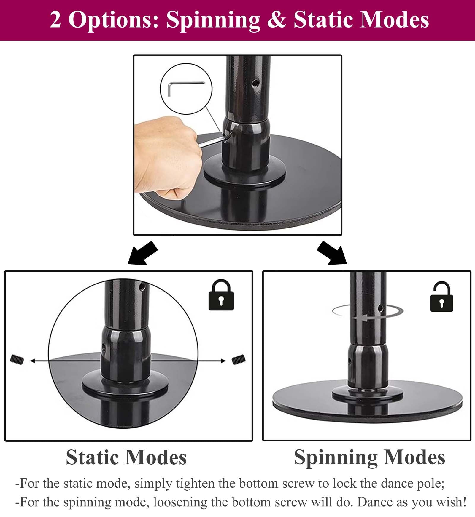 Black Spinning Dance Pole, Stripper Pole for Bedroom/Party/Living Room, Dancing Fitness Rod with Tools, No-Drill Portable Steel Pole (Color : 3.27M-3.8M(10.7FT-12.5FT))