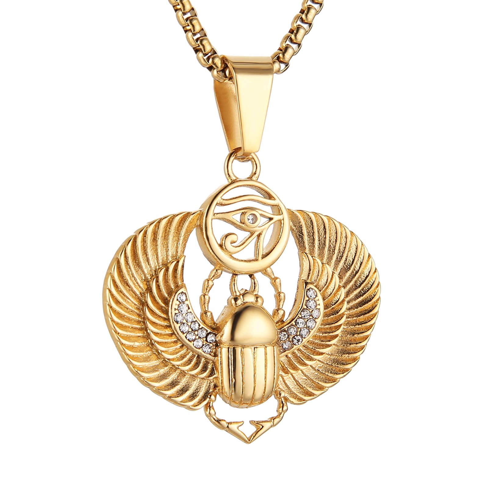 【HARPO/アルポ】COLLIER 27/3MM ROUND SAUCER AsAlways 18k Gold Plated Egyptian Winged Scarab Beetle
