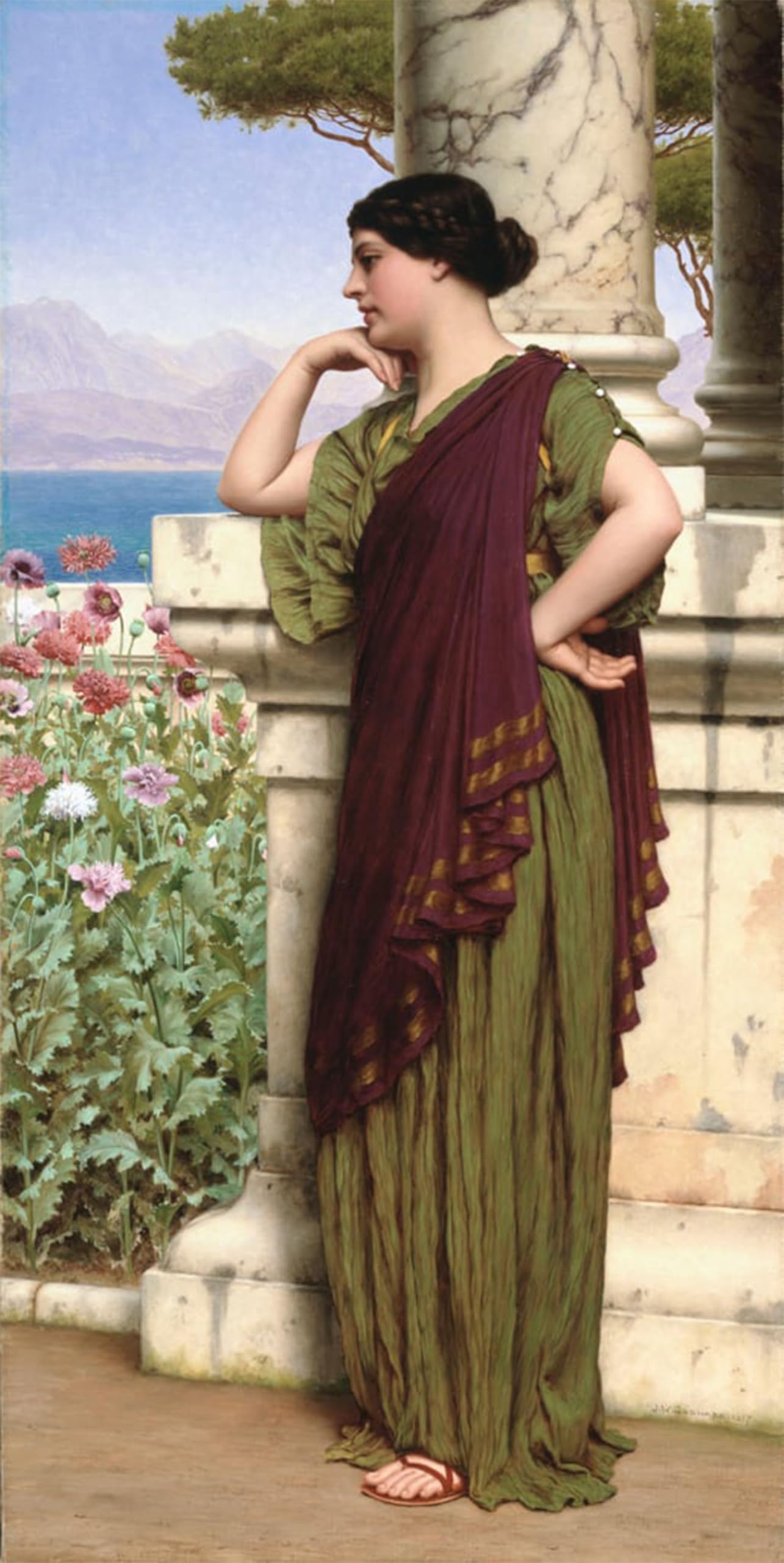 SERENDIPITP Retro Picture Poster Wall Art Pictures Painting Tender Thoughts by John William Godward Wall Art Canvas Print for Wall Decor 60x90cm