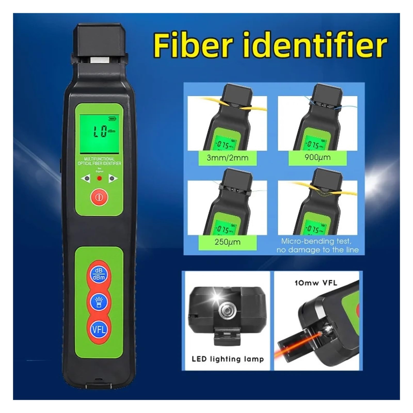 Testeur de Fibre Identificateur De Fiber Optique 40D/40A (éclairage LED Intégré Et VFL 10mw), Détecteur D'identification En Direct, Testeur(40D)