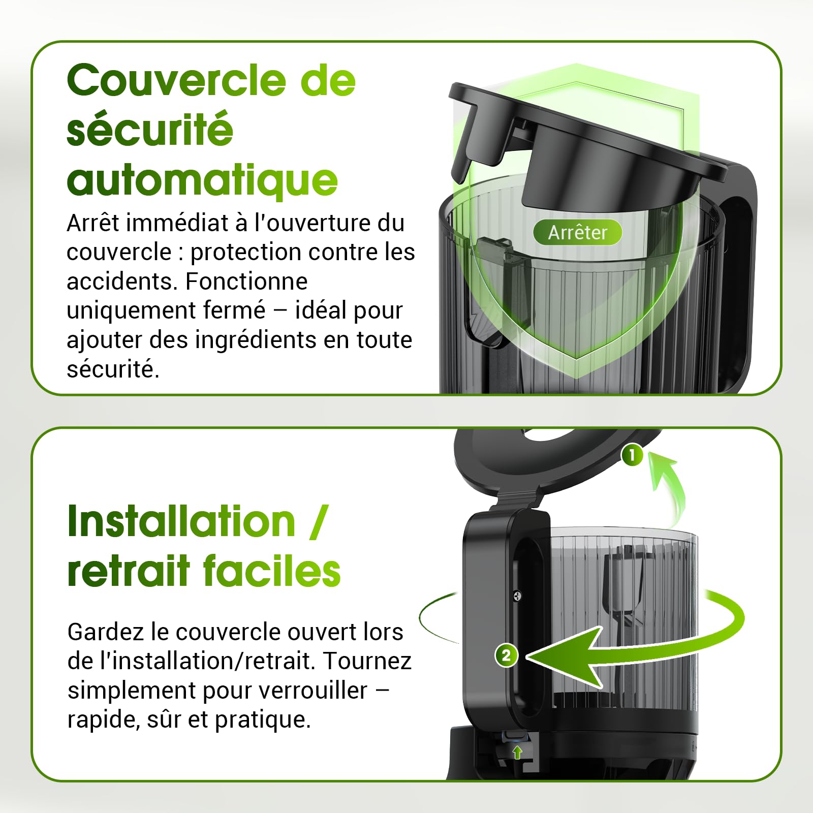 Extracteur de Jus de Fruits et Légumes Entiers, Extracteur Lent Goulotte XXL 120mm, sans BPA, 99% Rendement