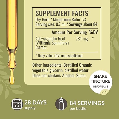 Miniatura 3 de HERBAMAMA Ashwagandha - Extracto líquido  Gotas orgánicas de raíz Withania Somnifera  Apoyo natural para aliviar el estrés ayuda al sueño y