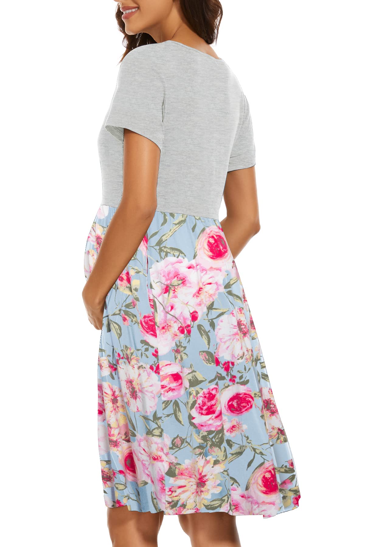 Robe de maternité à manches courtes avec poches pour femme