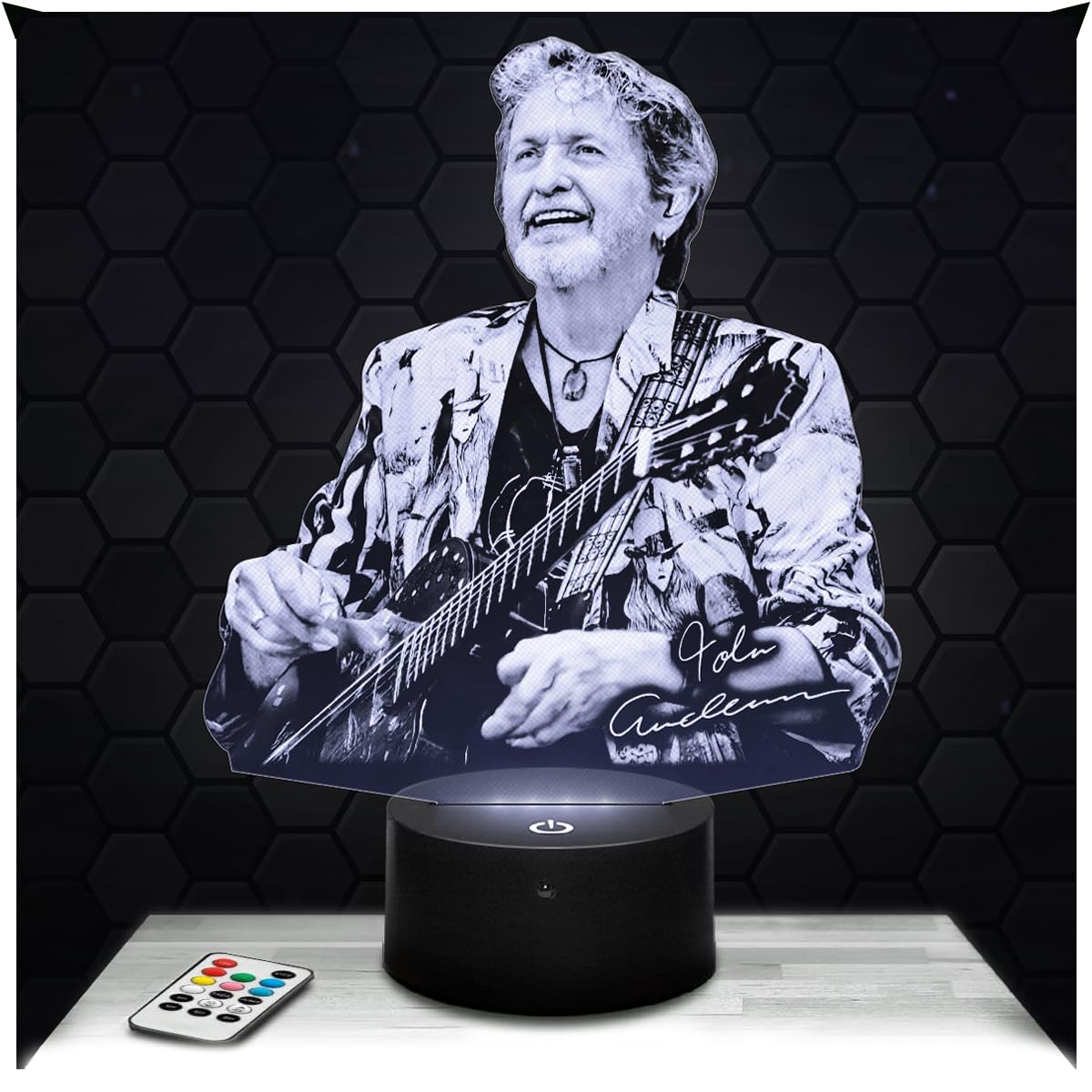 Lampephoto.fr - 3D Lamp Jon Anderson British Author-Composer, Touch LED Night Light, 3D Hologram Effect, Christmas Birthday Gift Idea for Men and Women, Bedroom Decoration Object