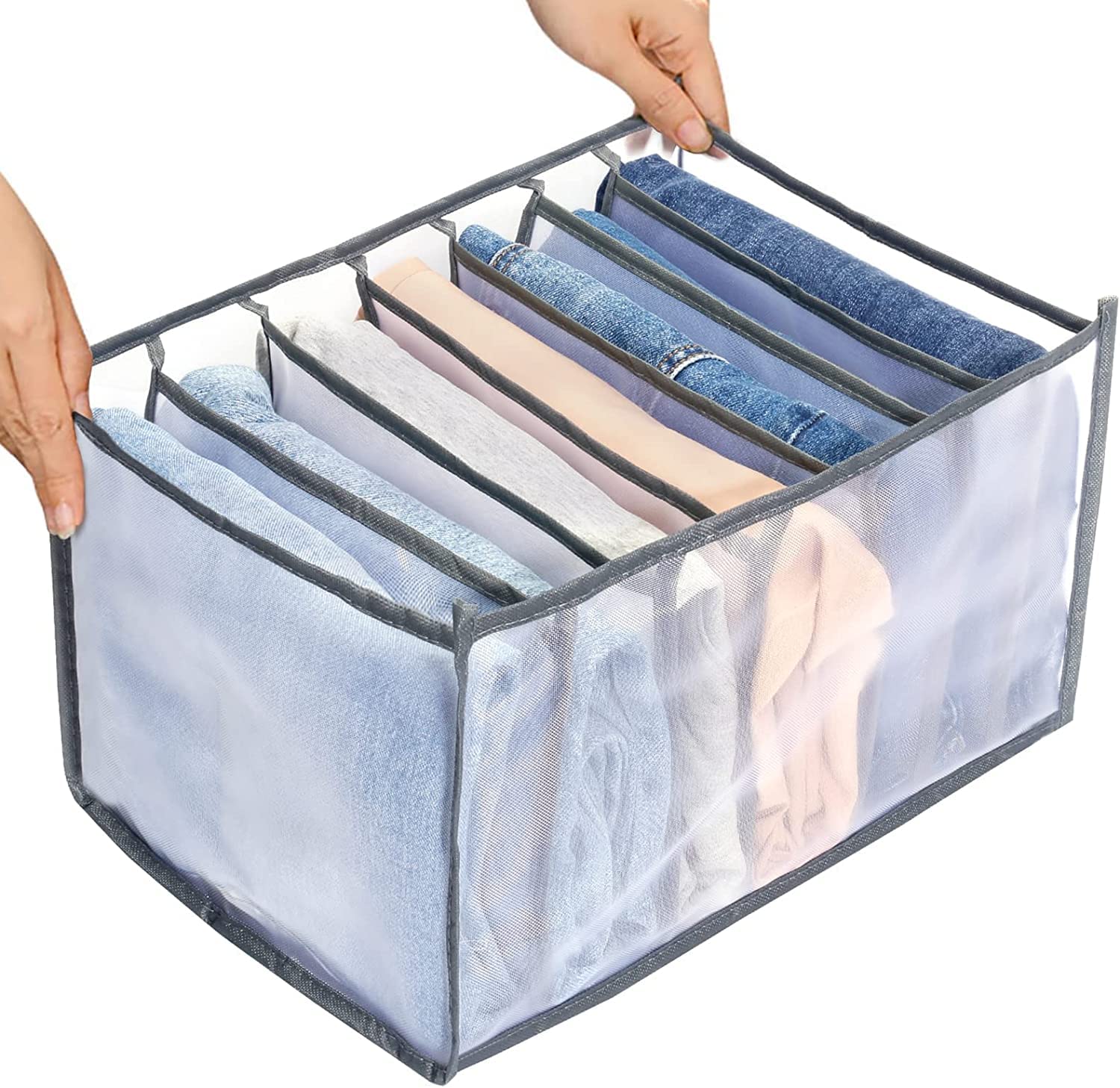 Jashgop Wardrobe Clothes Organizer, Drawer Organizers for Clothing, Foldable Closet Organizers and Storage Basket, Clothing Organizer,Clothes Compartment Storage Box for Bedroom Dorm Room (7 Grids)