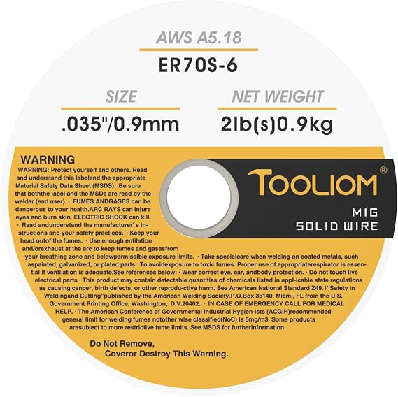 TOOLIOM MIG Welding Wire ER70S-6 .035(0.9 mm) 2LB Solid Carbon Steel Welding Wire High Feedability MIG Wire