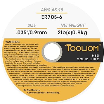 TOOLIOM MIG Welding Wire ER70S-6 .035(0.9 mm) 2LB Solid Carbon Steel Welding Wire High Feedability MIG Wire