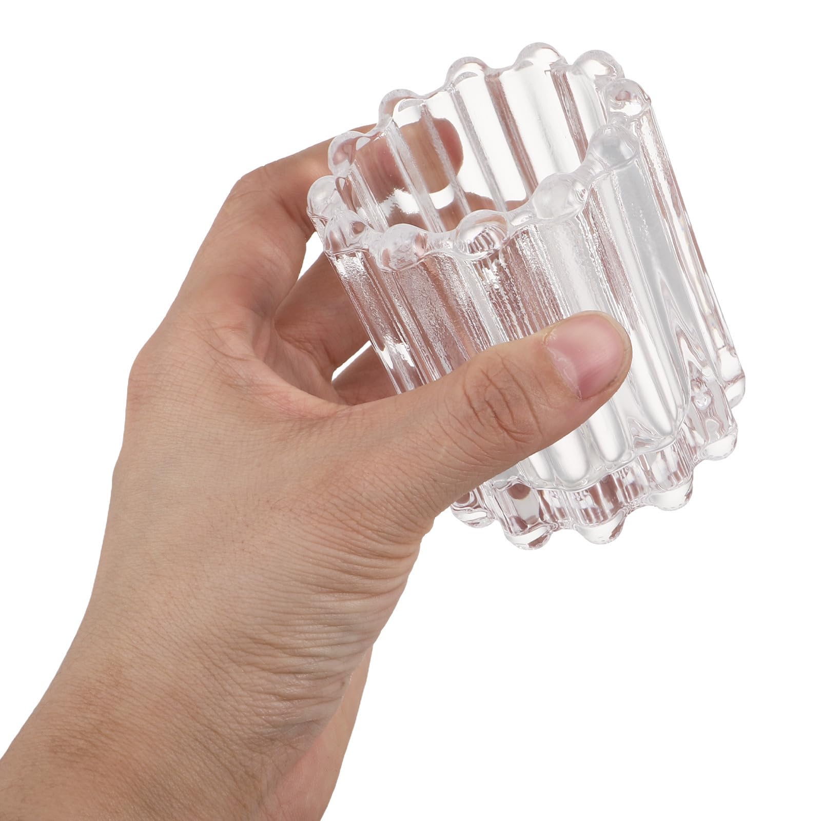 Portavelas de Cristal en Forma de Taza, 6 Piezas, Vintage