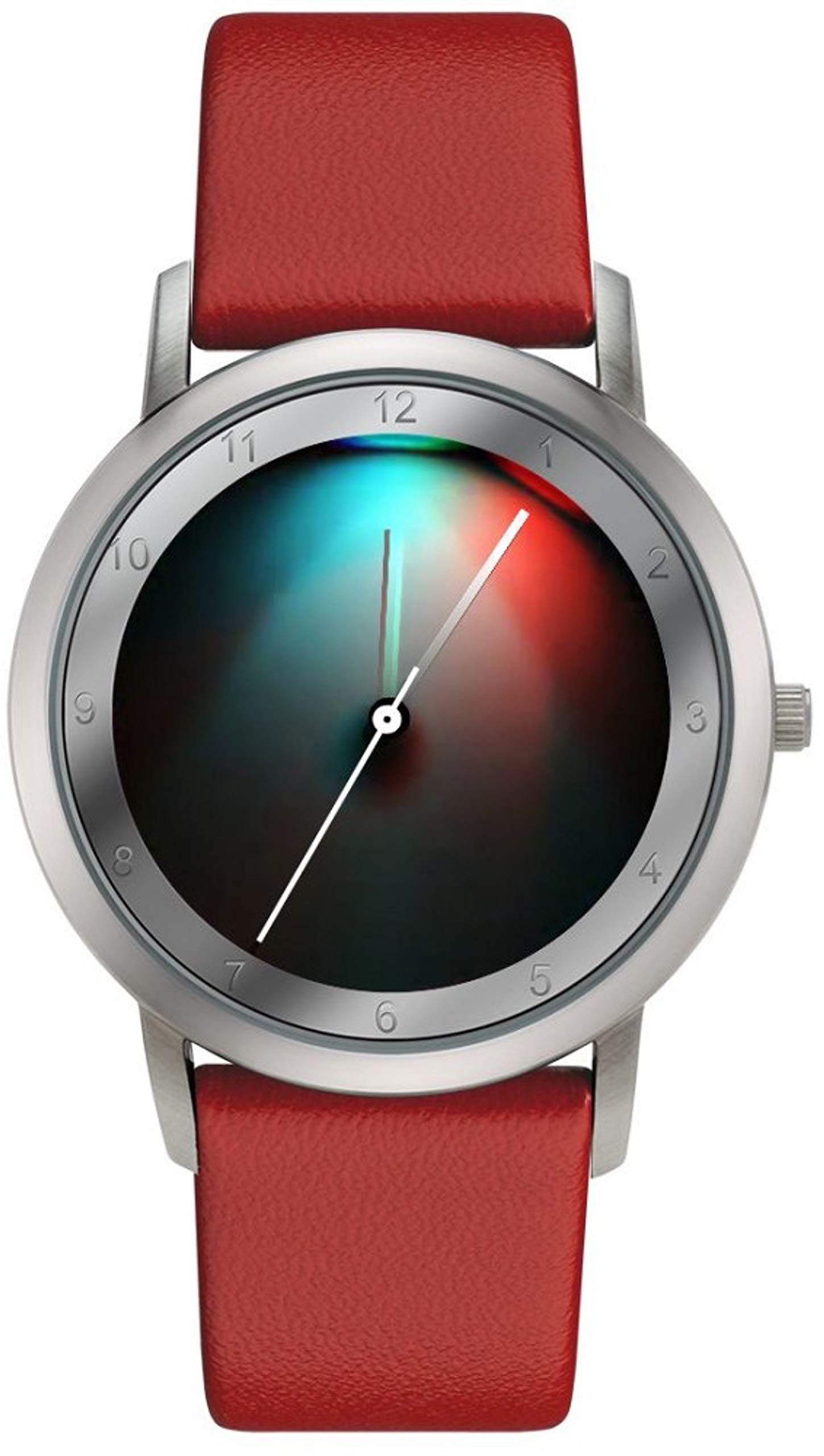 Rainbow Watch Unisex Uhr Quarz Avantgardia Light mit rotem Echtleder Armband