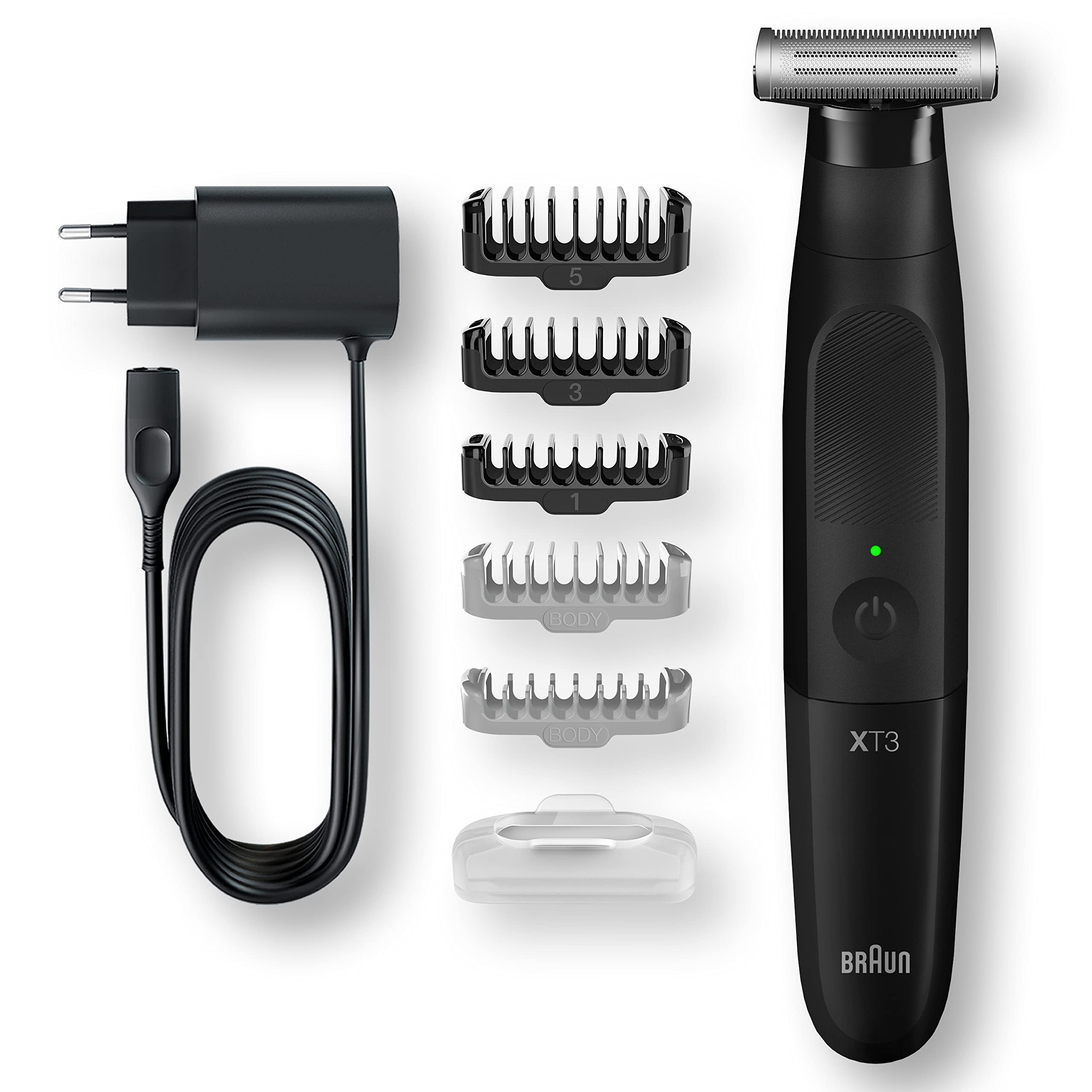 Braun Series X All-in-One Barttrimmer / Bodygroomer / Elektrorasierer Herren / Haarschneidemaschine, 5 Kammaufsätze, für 3-Tage-Bart, Haare, Körper & Intimbereich, Geschenk Mann, XT3200