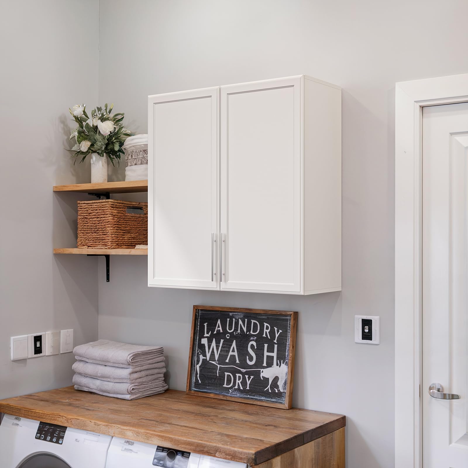 fimello 30" laundry room cabinets wall mounted,white