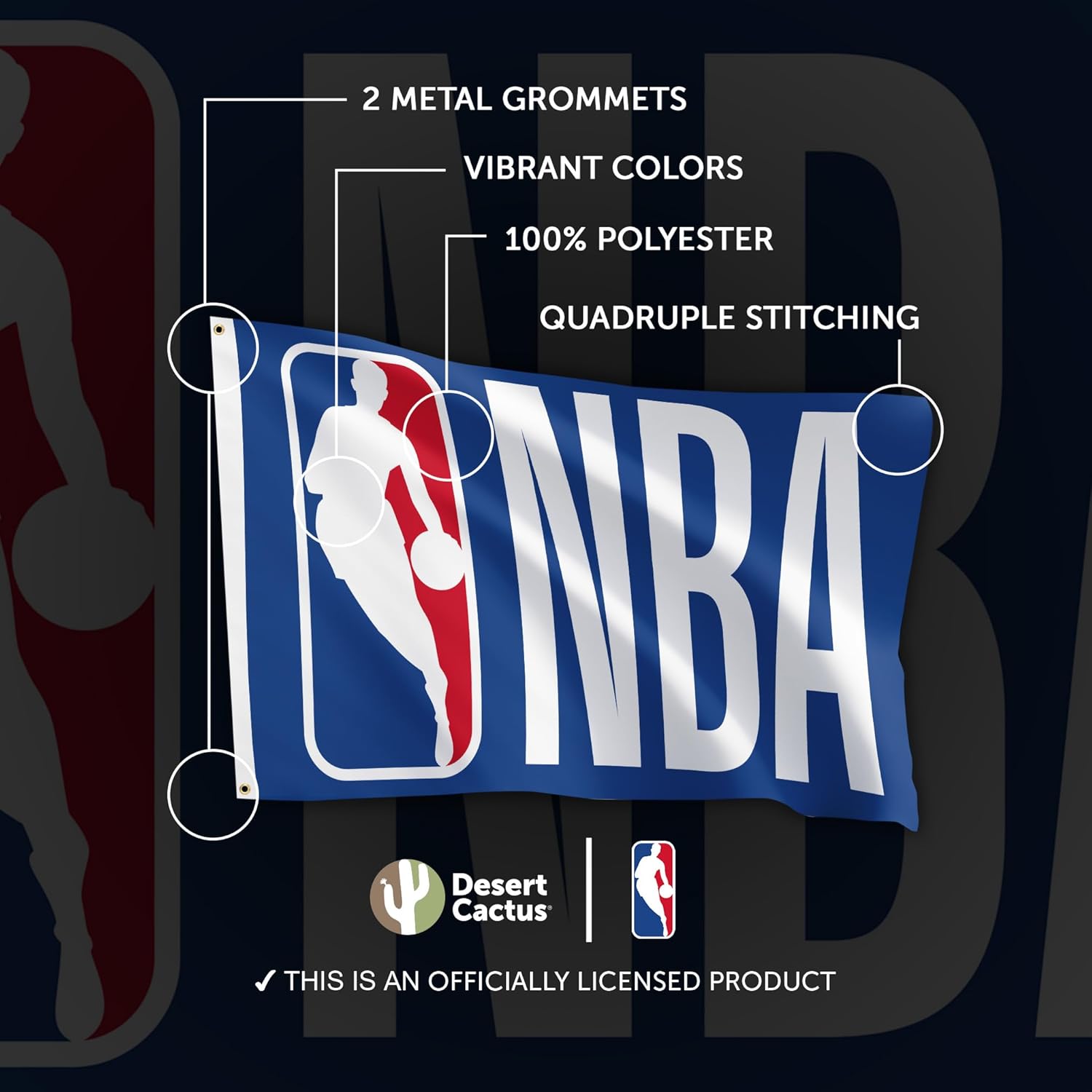 Desert Cactus NBA League Flag Team National Basketball Association 100% Polyester Indoor Outdoor 3x5 feet Flags (Flag A) - Image 4