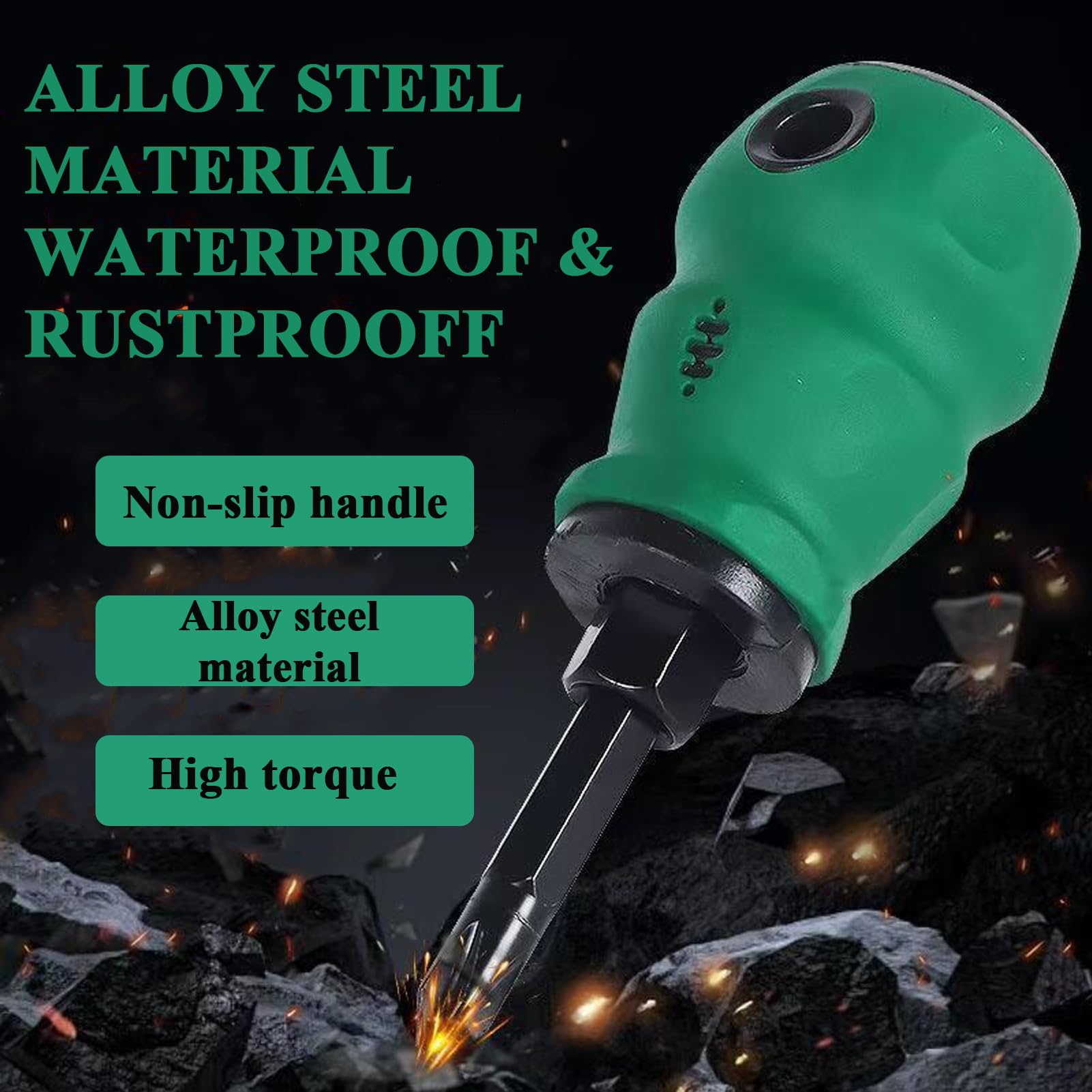 2 in 1 Stubby Schraubendreher Set, Kreuzschlitz & Flachkopf Mini Schraubendreher mit Legierungsstahlspitzen, Kompaktes Handwerkzeug für enge Räume, Elektronik, DIY, Auto & Haus Reparatur