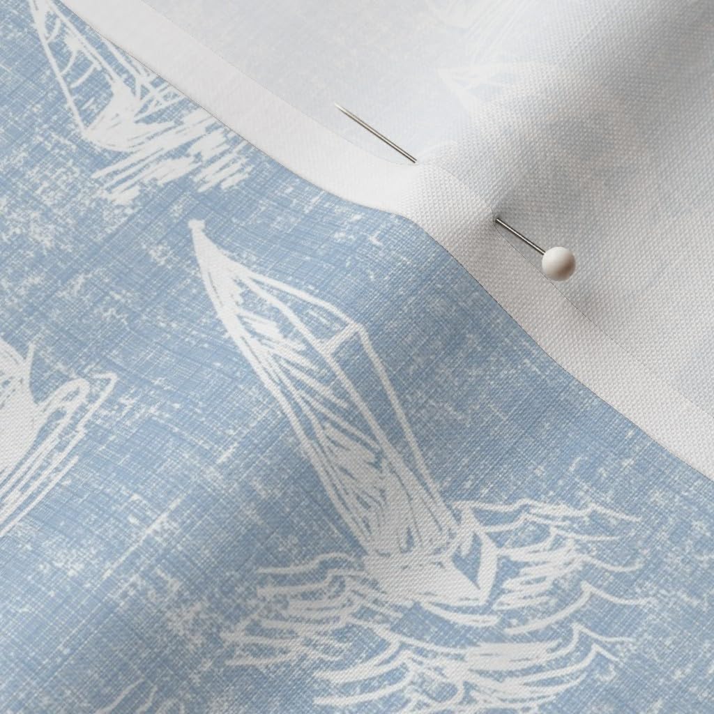 Spoonflower Fabric - Nautical Sailing Coastal Sky Blue Distressed Printed on Petal Signature Cotton Fabric Fat Quarter - Sewing Quilting Apparel Crafts Decor