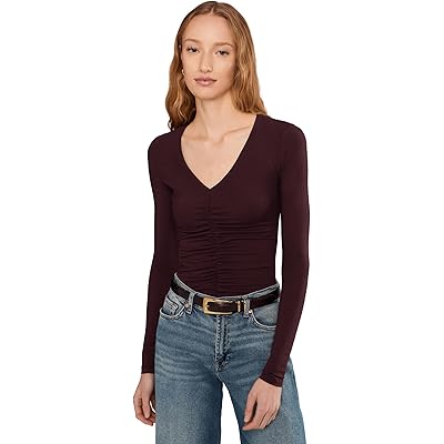 Madewell Slinky V-neck Top dark pomegranate