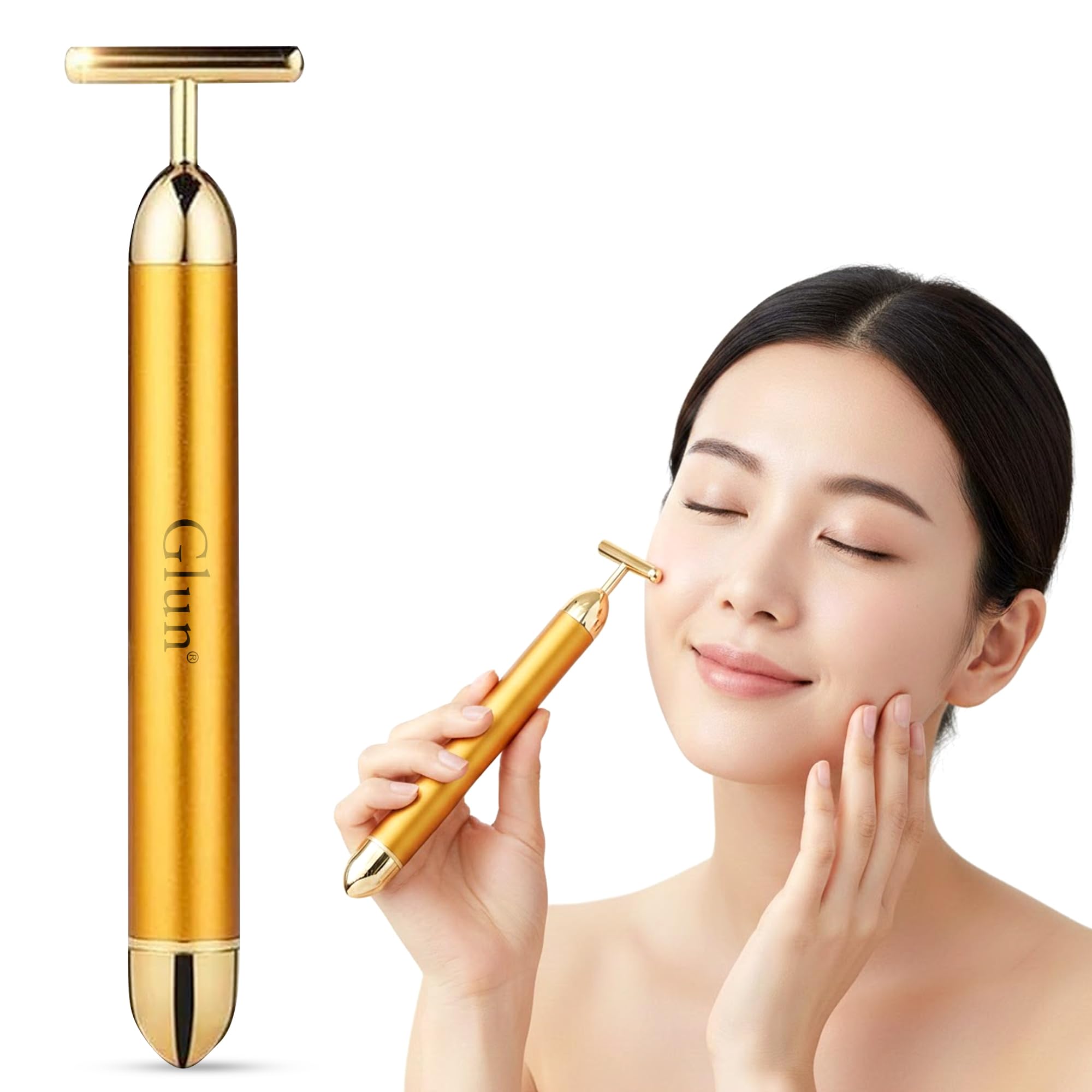 GLUN® Skincare Gold Sculpting Beauty Rod, Electric Face Vibrator Massager Tool for Face Lifting & Face Toning, Anti Wrinkles Skin Tightening Massager for Forehead Cheek, Arm, Leg & Neck-image-21