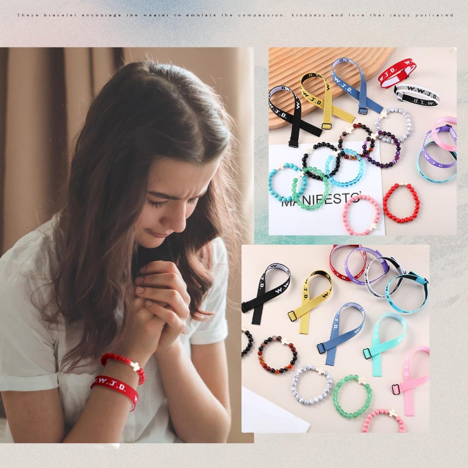 18 Pcs WWJD Braided Christian Cross Bracelets Beaded Stretch WWJD Adjustable Jesus Bracelets Wristbands for Women Men What Would Jesus Do Religious Rope Jewelry Faith Pendant Gift - Image 6