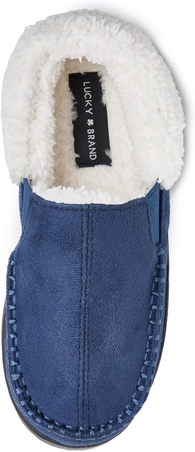 Lucky Brand Boys Micro Suede Sherpa Clog Slippers Cozy Plush Lined Indoor Outdoor Slip On House Shoes Comfortable Kids Clogs