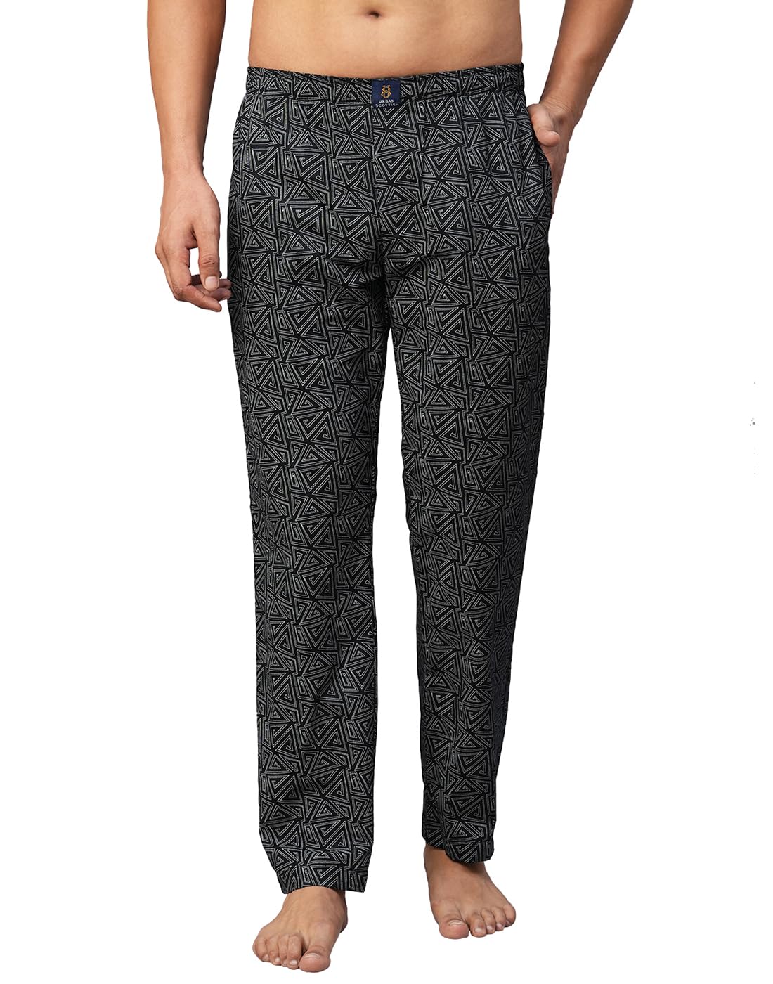 Men's Black Cotton Lounge Pants - USPJ2316-S-image-40