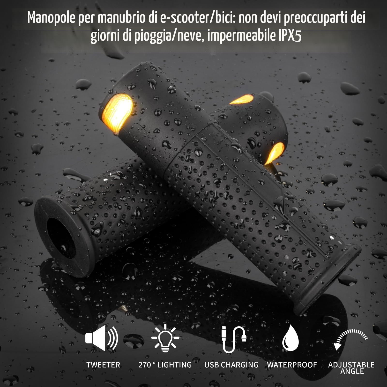 RUISHIKA E Scooter Freccia con Maniglia, Scooter Lampeggiante Maniglia Luce di avvertimento Doppio Flash Luce Posteriore con Xiaomi M365/Pro2/1S Ninebot ES1 ES2 ES4 G30 Soft Handlebar Grips, Accessori