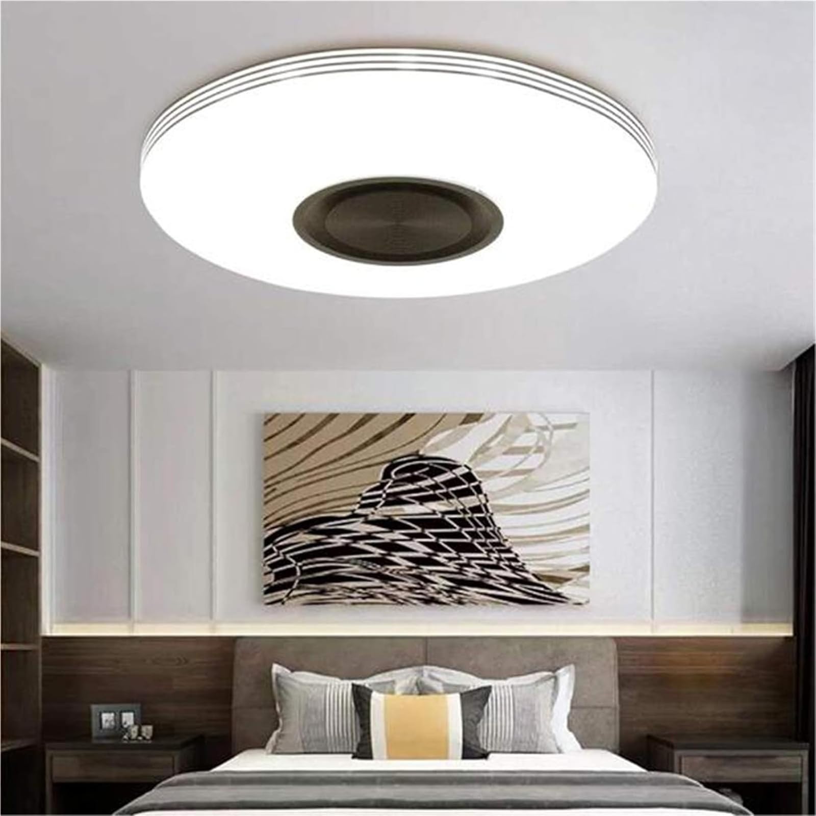 40 Cm Lampada Da Soffitto Musicale Per Bagno IP65 Impermeabile RGB Cambio Colore Dimmerabile Lampada Da Soffitto Con Altoparlante Bluetooth APP E Telecomando Paralume Cielo Stellato