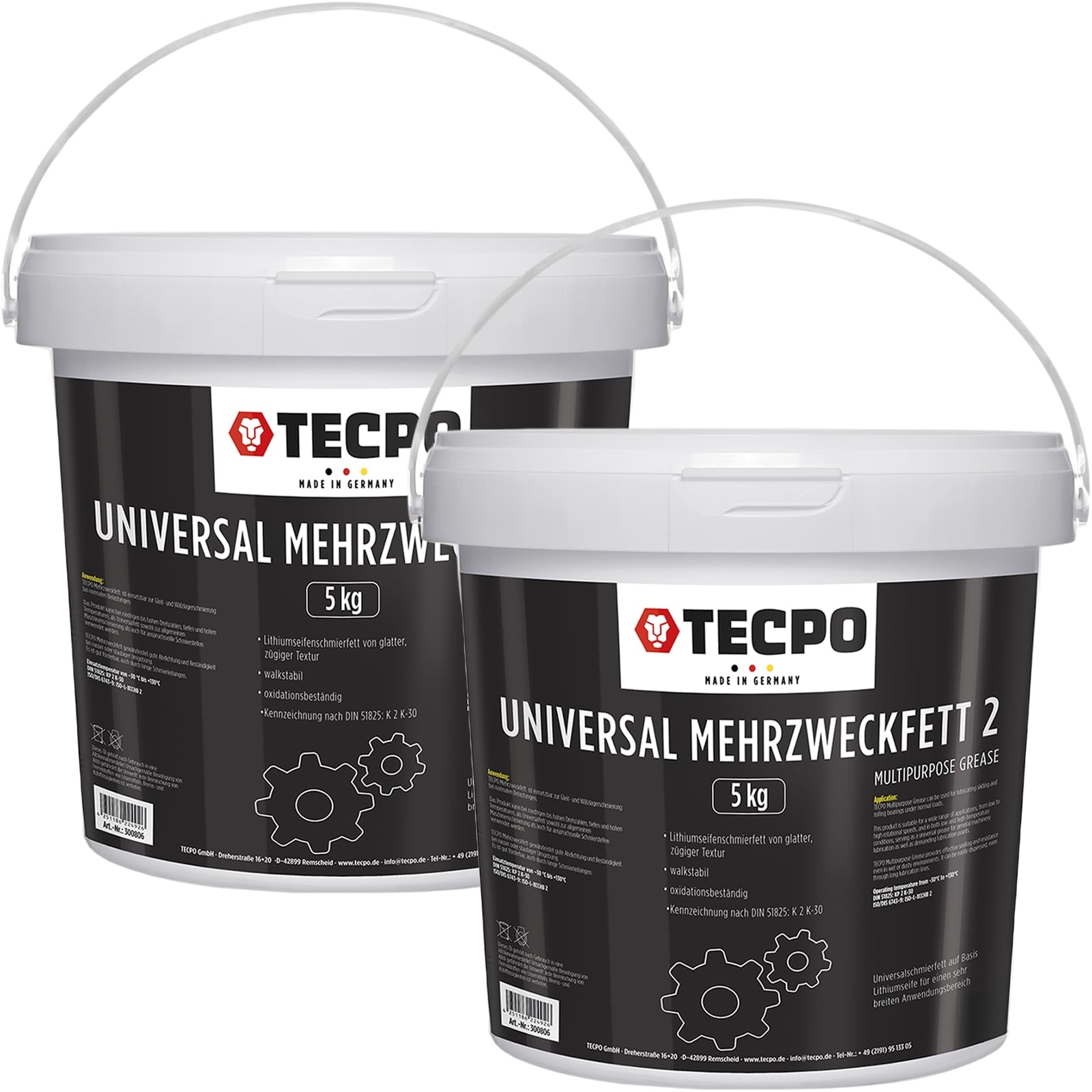TECPO Grasso polivalente, 10 kg universale grasso per magazzino, grasso al litio K2 K-30