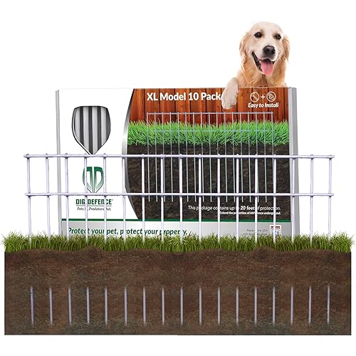 Dig Defence Original Animal Barrier Fence - X-Large Decorative Garden Fence, Outdoor No Dig Fence for Dogs and Rabbits, Yard and Patio - 24”(L) x 15”(H), 10 Pack