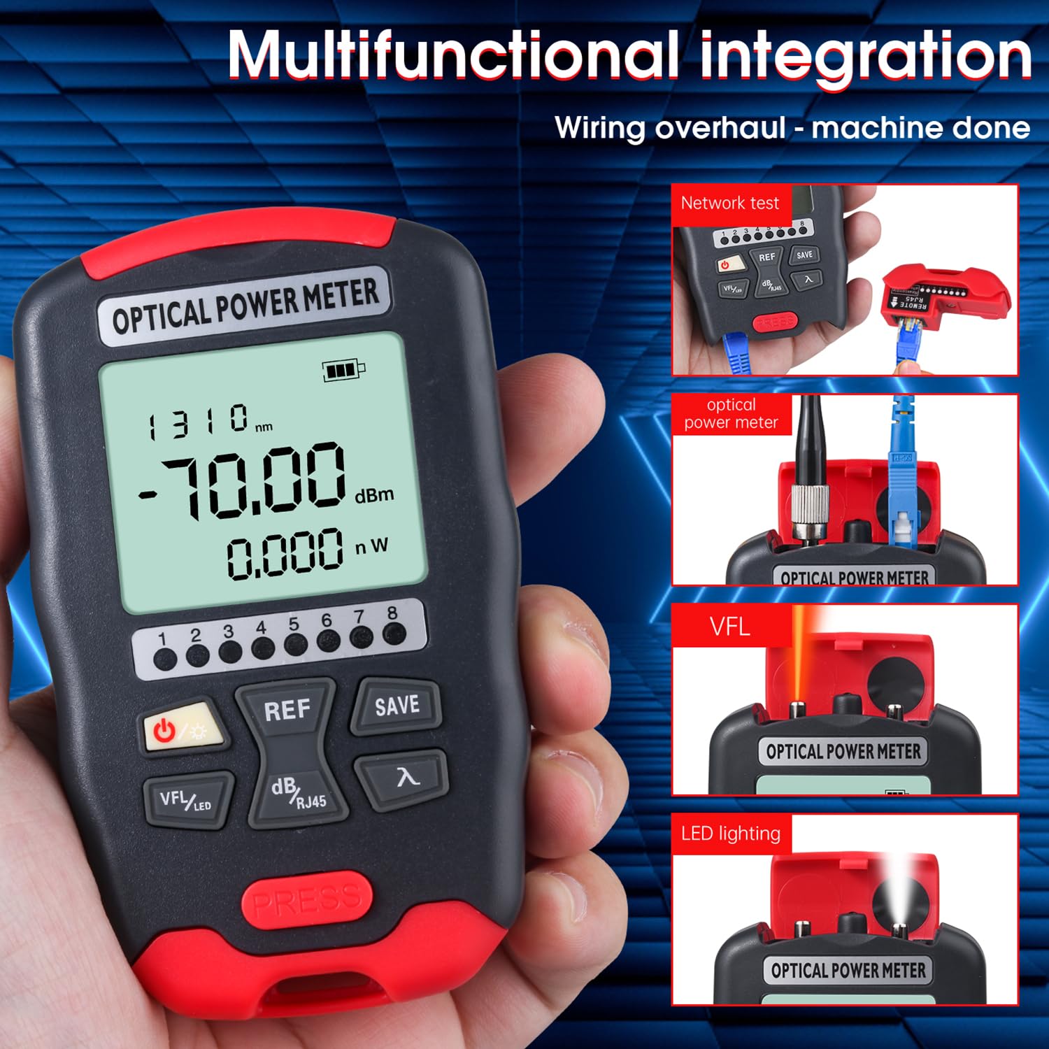 Duogalia Fiber Optic Tester Portable Fiber Light Meter FC/SC/ST Universal Interface Fiber Tester Built-in 15Km Visual Fault Locator (OPM&VFL) with 1pc FC to LC Adapter