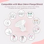 Kit de calibrage à brides avec 10PCS Insérer les brides 13/15/17/19/21mm & Nipple Ruler,Flange Insert Silicone,Soft Flange Insert Kit pour le remplacement de la pompe à sein Compatible avec la plupart des pompes à sein (Multicolor#002)