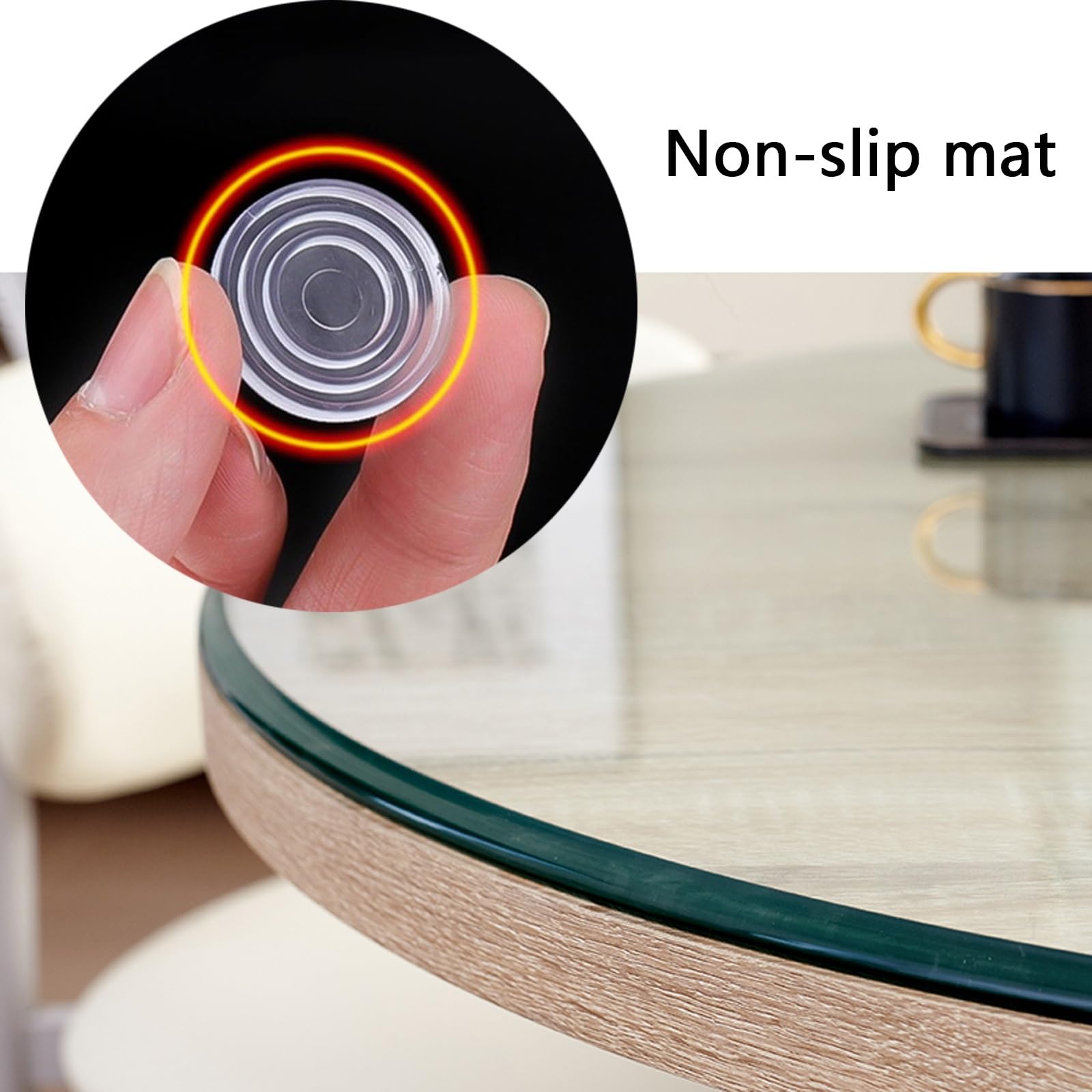 Tablero De Vidrio Templado - Tablero De Vidrio Almohadillas Antideslizantes Bandeja Giratoria Plato De Vidrio For Servir, Mesa De Comedor, Mesa De Café, Escritorio De Oficina(55CM(21IN))