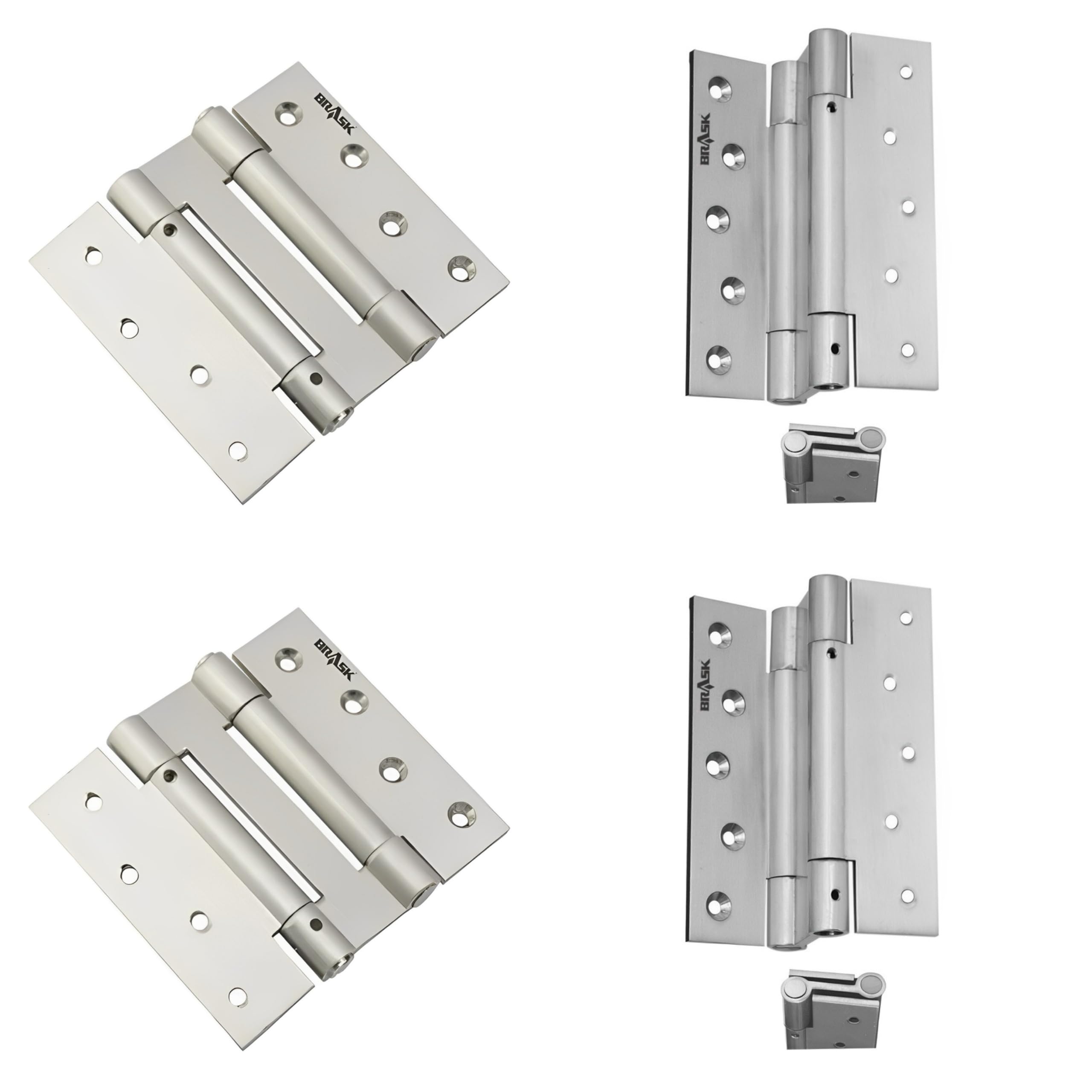 BRASK Brass Spring Hinges Double Action 5" | Two Way Door Closer Hinge - Double Action 5" | Brass Dual-Function Door Closer Hinges for Swinging Doors (4, Silver Satin) (B0DF41W442) Amazon Price History, Amazon Price Tracker