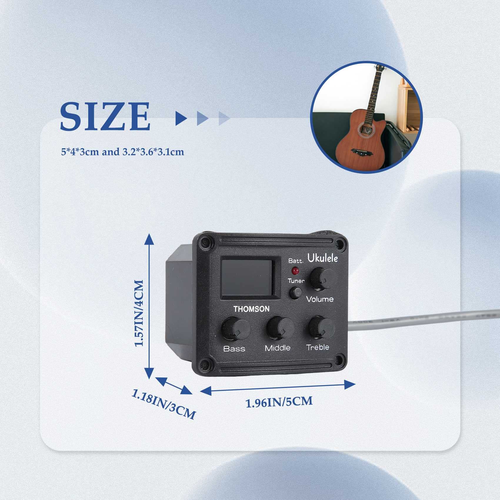 Ukulele Uke Piezo Pickup Preamp - di sintonizzatore equalizzatore a 3 bande con display LCD