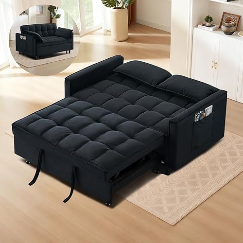 Miniatura 2 de Sofá cama convertible 3 en 1, moderno sofá biplaza de terciopelo extraíble con cama extraíble, sofá pequeño con sofá biplaza con respaldo