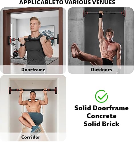 Miniatura 4 de Barra de dominadas para puerta barras de dominadas de entrenamiento de fuerza sin tornillo para marco de puerta, barra de dominadas de ancho