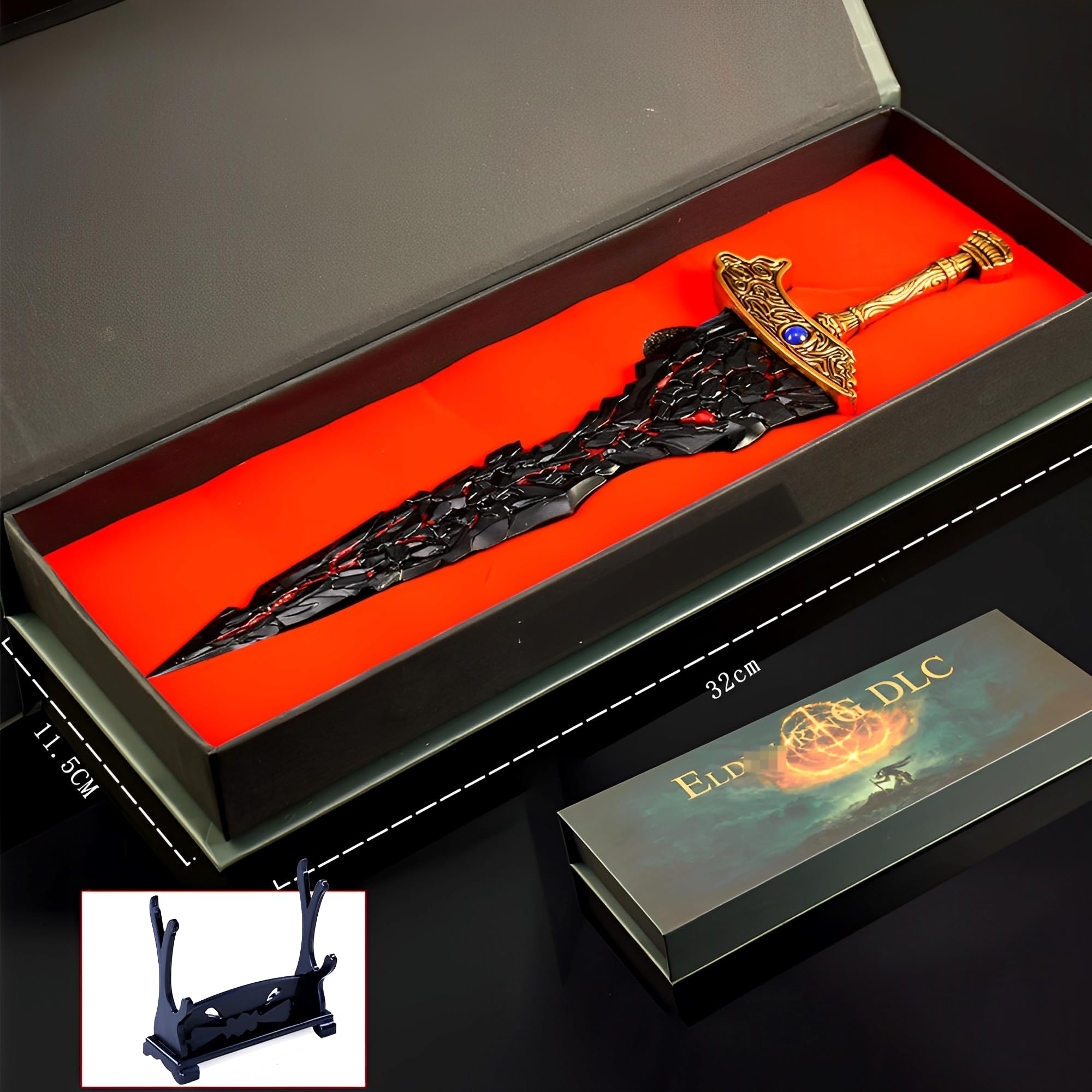 Modelo de exposición, Espada Negra de Maliketh, Modelo Totalmente metálico, Embalaje 30 cm/11,8 Pulgadas, colección for Amantes los Videojuegos